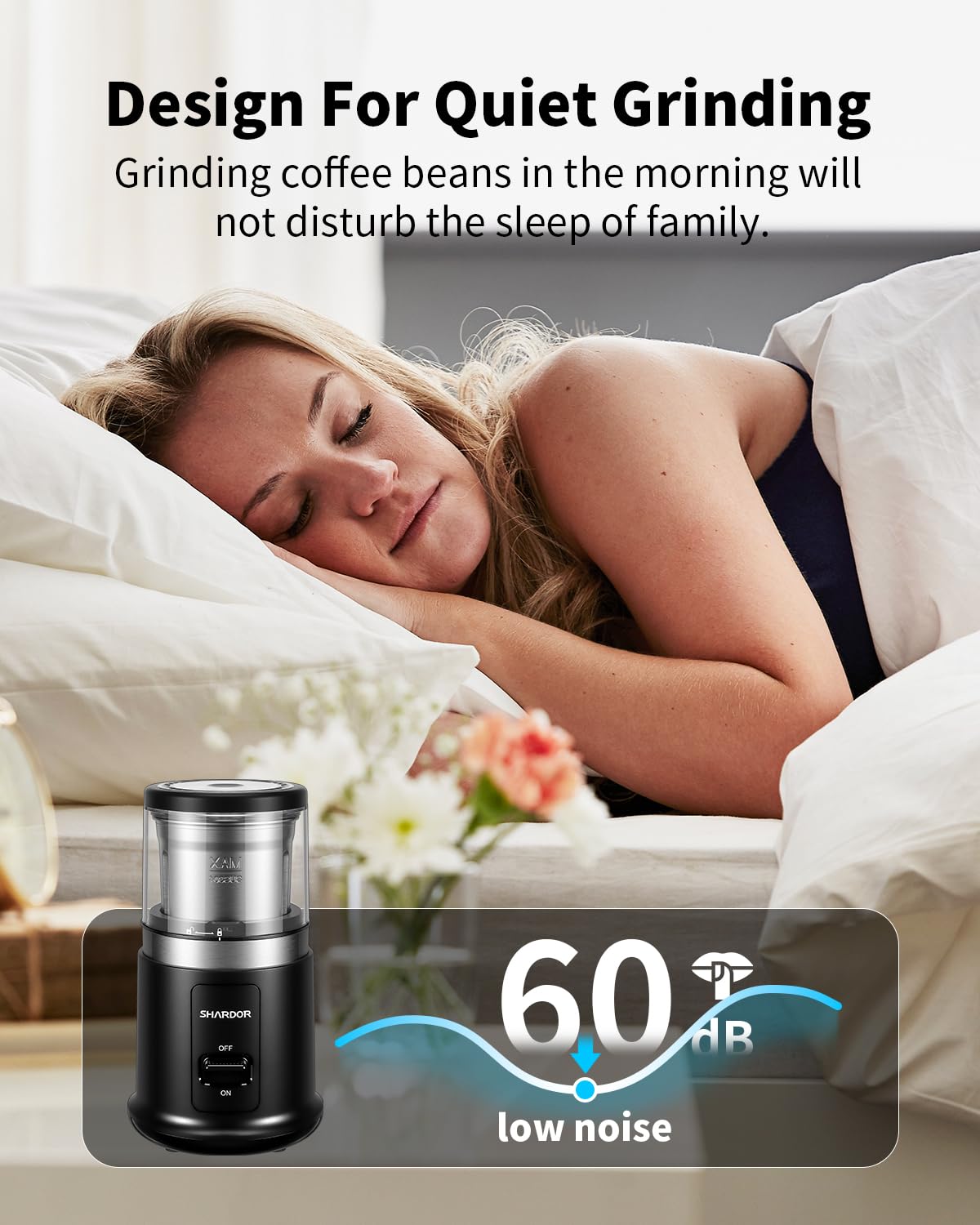 SHARDOR One Touch Coffee Grinder Electric, Spice, Herb, for Coffee Bean Spices and Seeds with 1 Removable Stainless Steel Bowl, Dry Grinder, Black