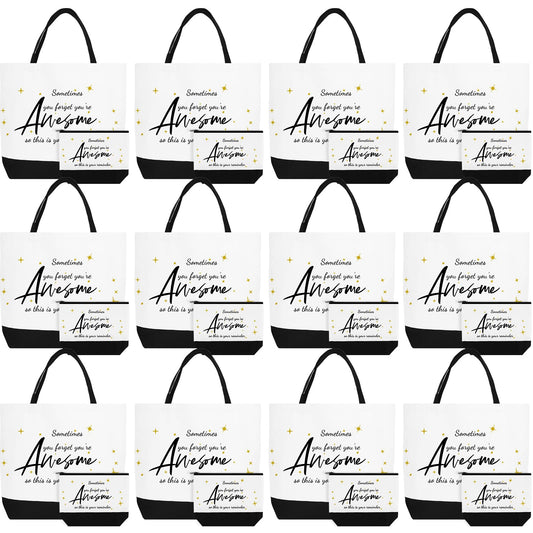 24 Pcs Appreciation Gifts Bag Bulk for Women Large Canvas Tote Bag and Makeup Bags Inspired Employee Gifts for Team Coworker Nurse Teacher