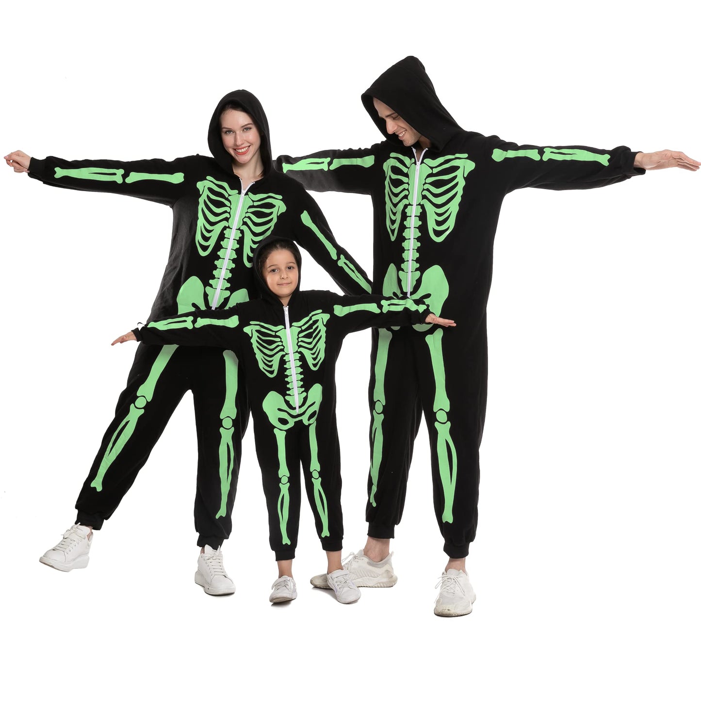 Spooktacular Creations Halloween Family Skeleton Costume, Family Skeleton Jumpsuit Pajama for Halloween Costume Cosplay-M
