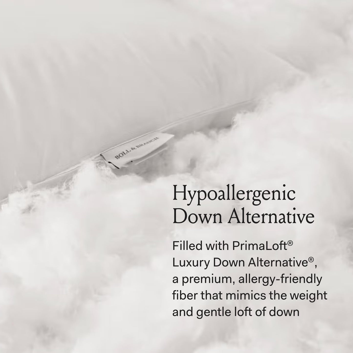 BOLL & BRANCH Down Alternative Pillow - Medium, Standard - Cooling Shell - Hypoallergenic Primaloft Luxury Down Alternative Fill - Superior Support