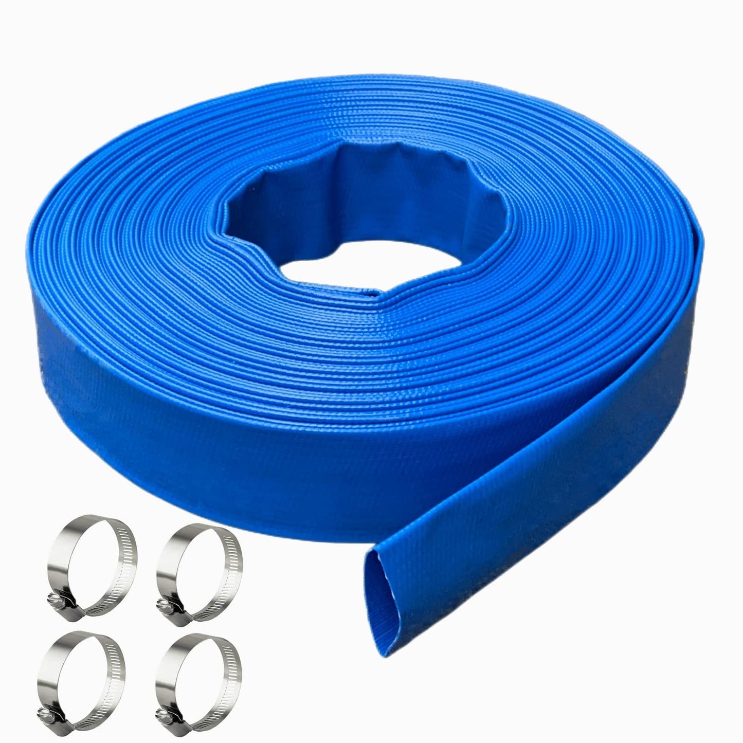 1 IN x 100 FT Heavy Duty Flat Discharge Backwash Hose - Weather & Burst Resistant, Best for Inground Pools