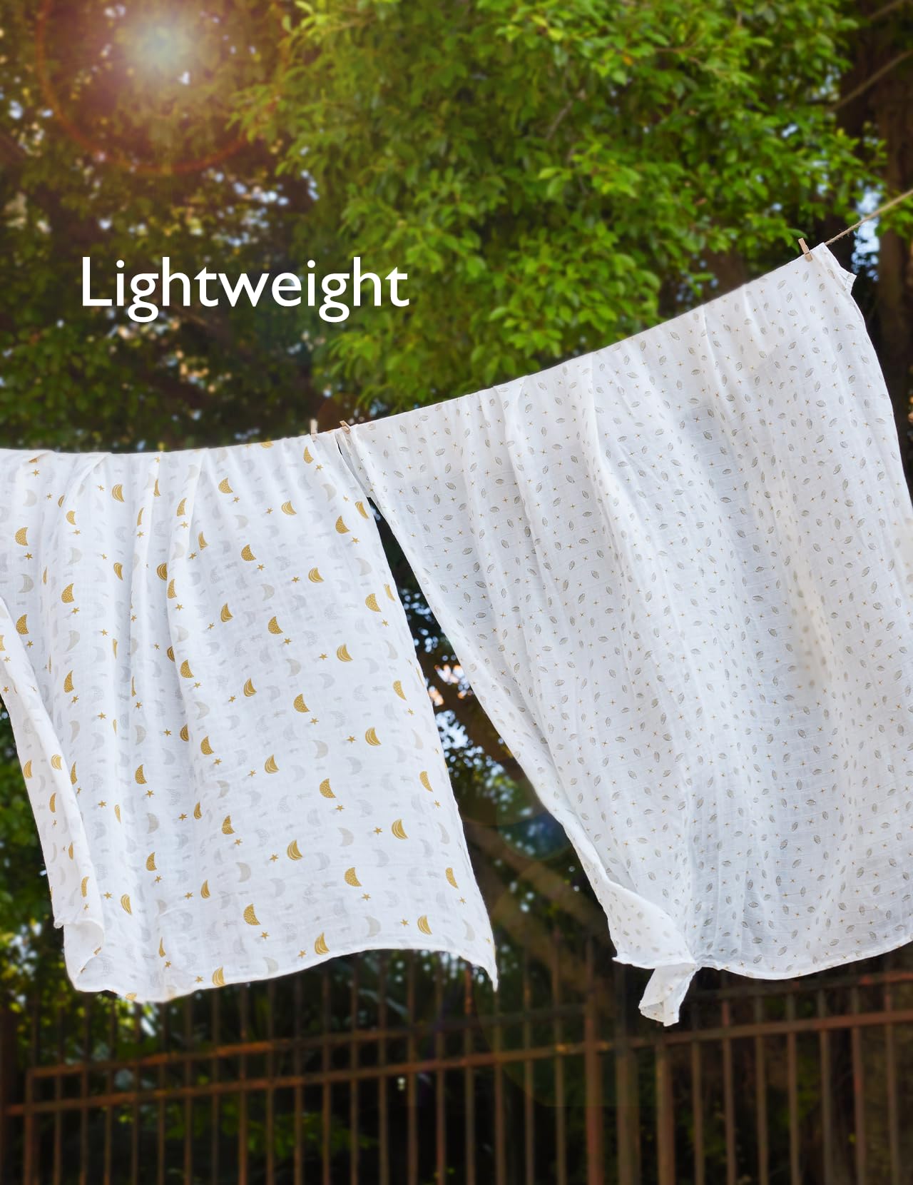 Momcozy Muslin Swaddle Blanket, 4 Pack Ultra Soft Neutral Swaddle Blankets, Breathable Large 47'' x 47'' Baby Infant Newborn Essentials, Boys Girls Receiving Blanket, Beige Star