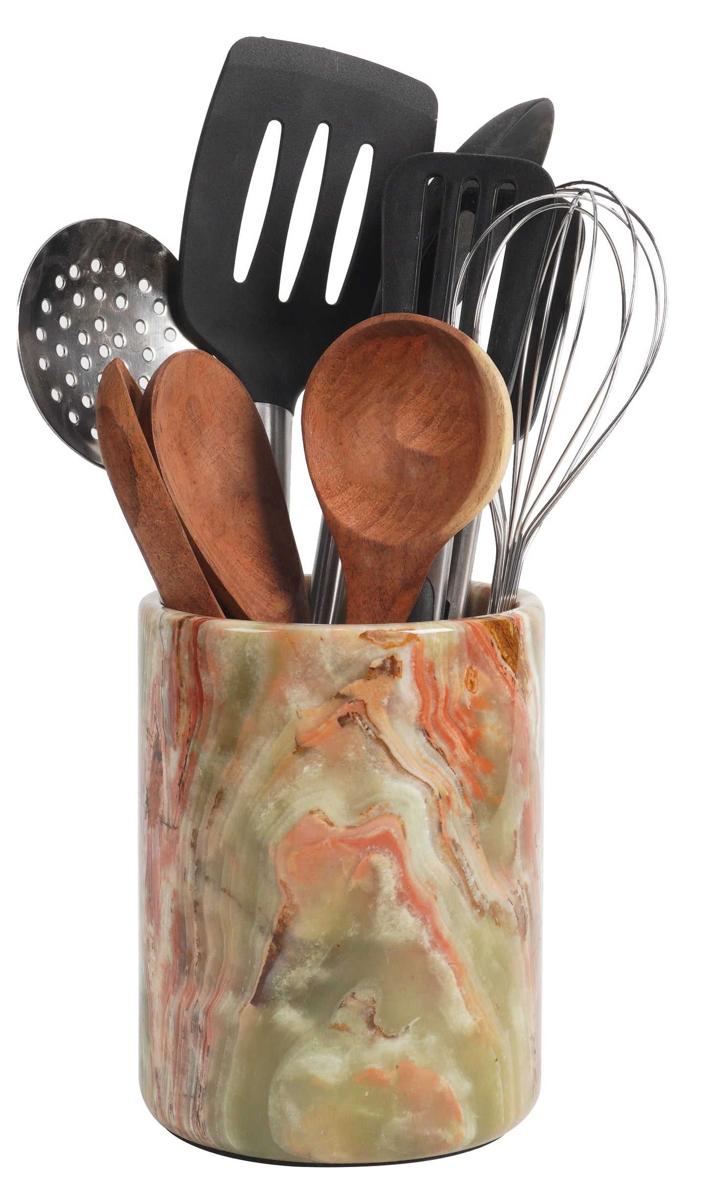 Radicaln Marble Utensil Holder 6.5" Inches Black Handmade Spatula Set for Kitchen Counter, Cooking Utensils Jar & Kitchen Essentials Organizer, Ideal Utensil Caddy & Spoons Holder