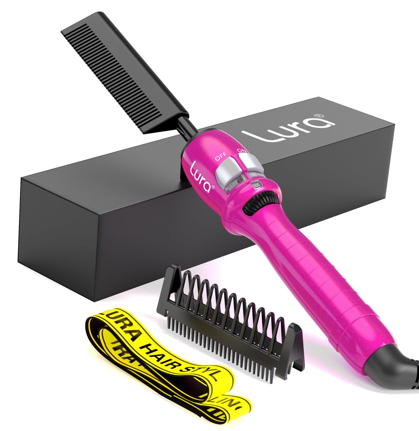 200-500°F Pink Hot Comb:Electric Hot Comb for Lace Front Wigs,Electric Pressing Combs for Black Hair,Electric Straightening Comb for African American Hair,Heat Comb for afro Hair.