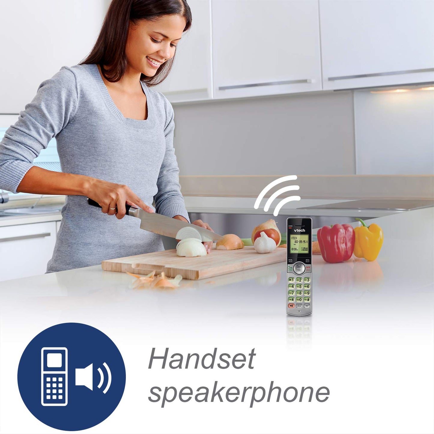 VTech DECT 6.0 Dual Handset Cordless Phone with ITAD, CID, Backlit Keypads and Screens, Full Duplex Handset Speakerphones, Call Block Silver/Black, CS6929-2