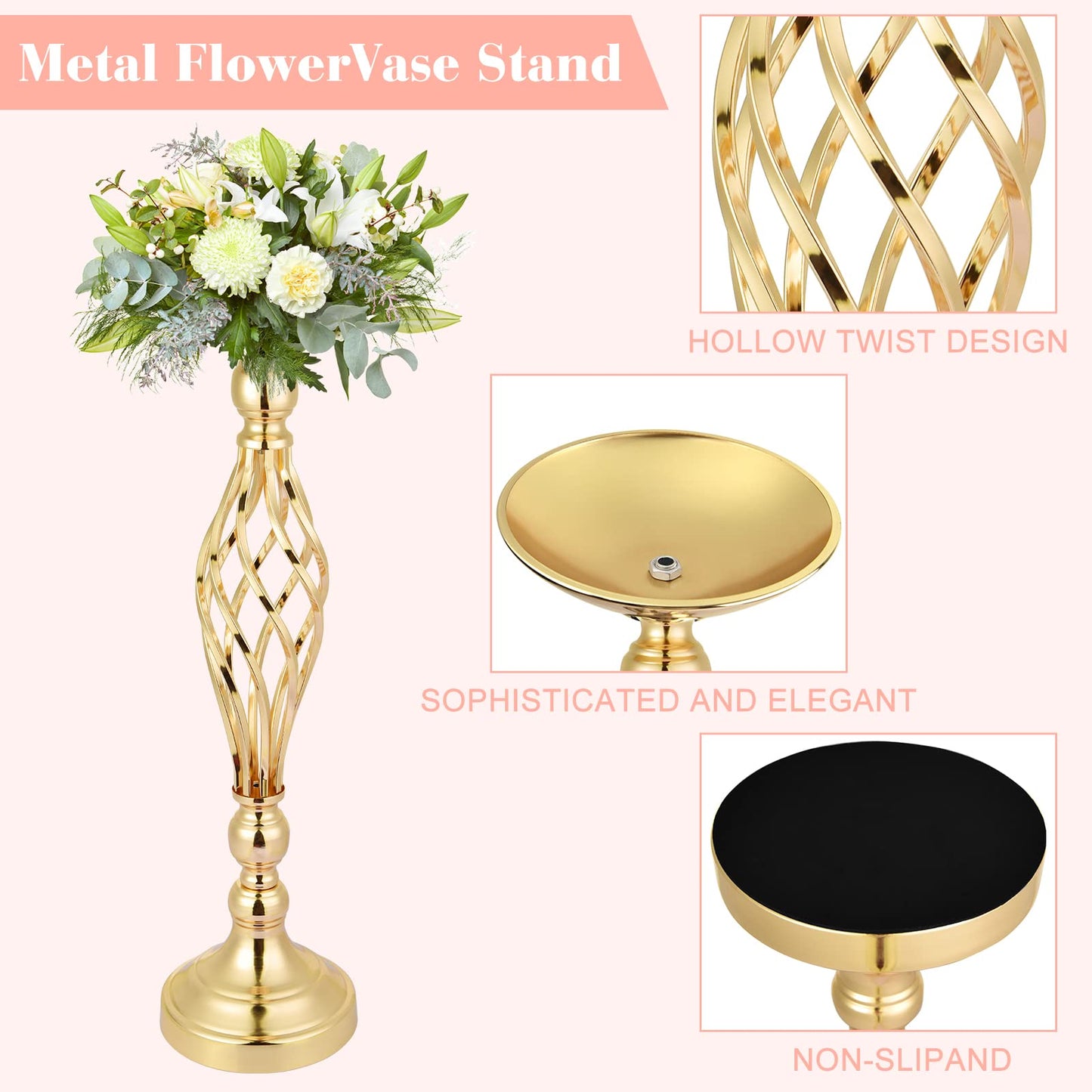 10 PCS Gold Flower Stand Centerpiece, Wedding Table Gold Flower Stand Vases Centerpiece Decorations for Wedding, Birthday Party and Other Holiday Event