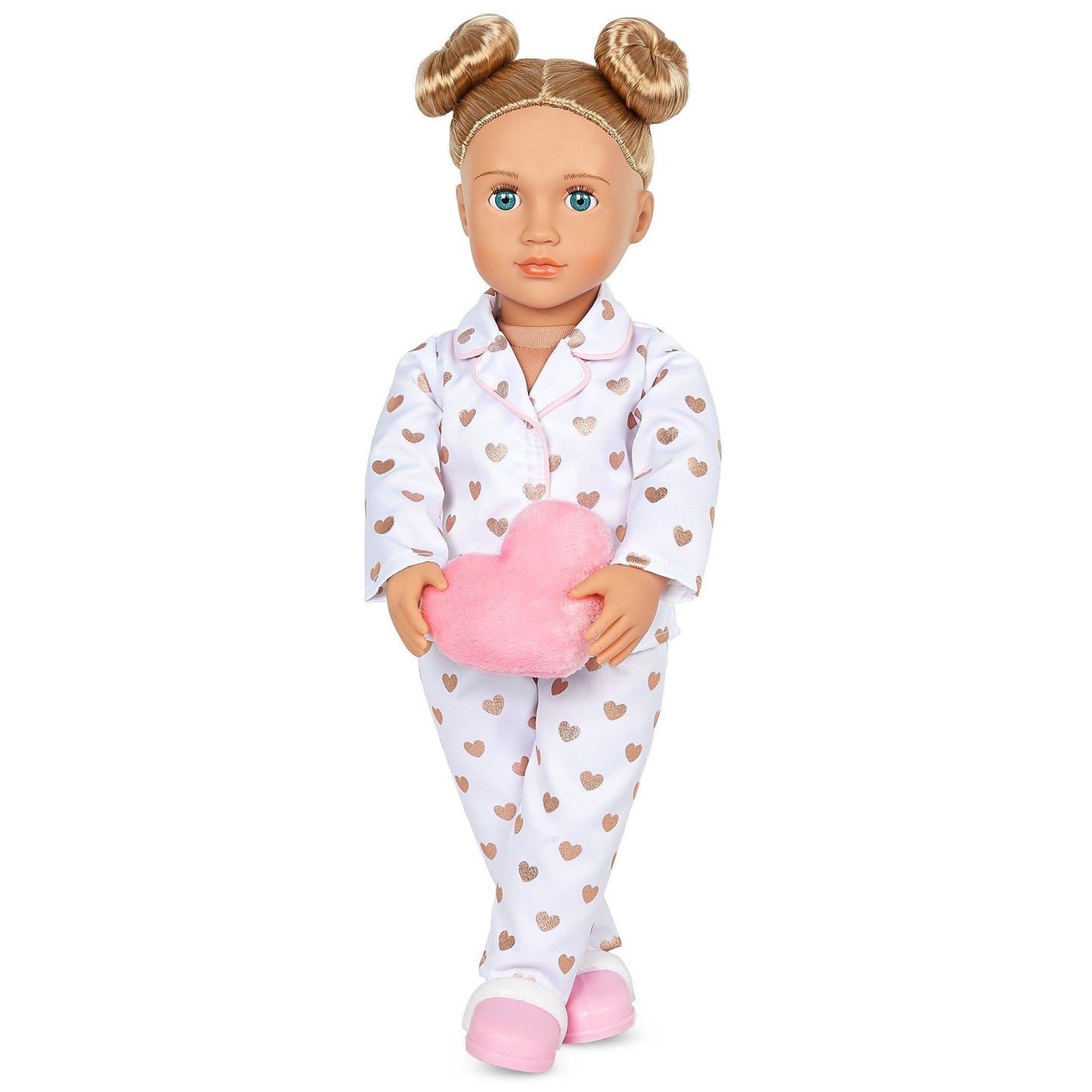 Our Generation - Serenity - 18-Inch Slumber Party Doll - Blonde Hair & Blue Eyes - Heart-print Pajama Outfit - Pretend Play - Toy for Kids 3 Years +