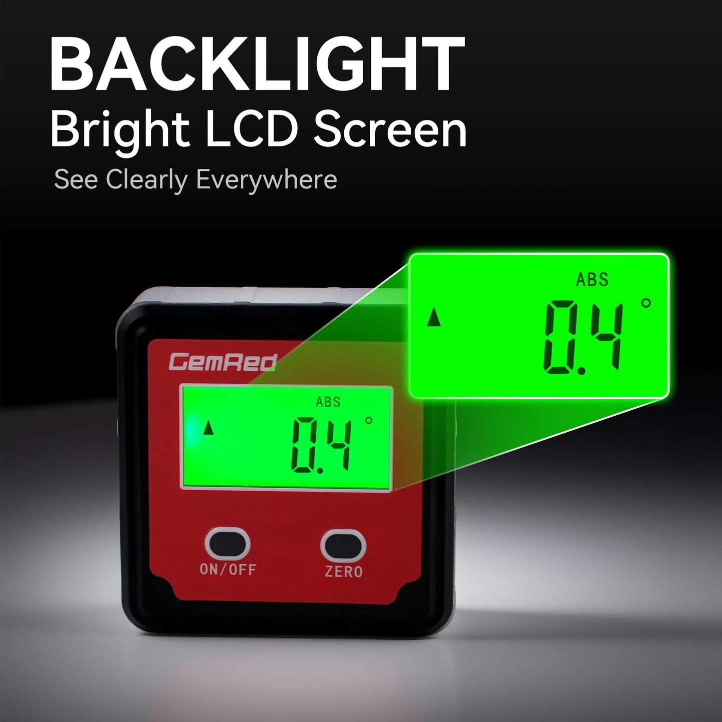 GemRed 82412 Backlight Digital Level Box Protractor Angle Finder Level Gauge Bevel Gage Inclinometer Magnetic Base (82412 Angle Gauge)