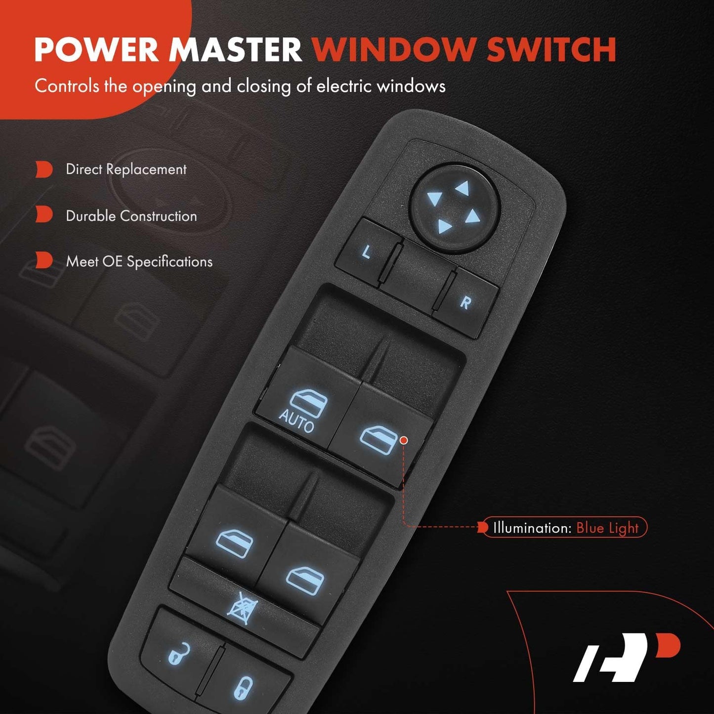 A-Premium Master Power Window Switch Compatible with Dodge Journey 2011-2016, 8+13 Pins, With Driver Auto Up/Down, Front Left Driver Side