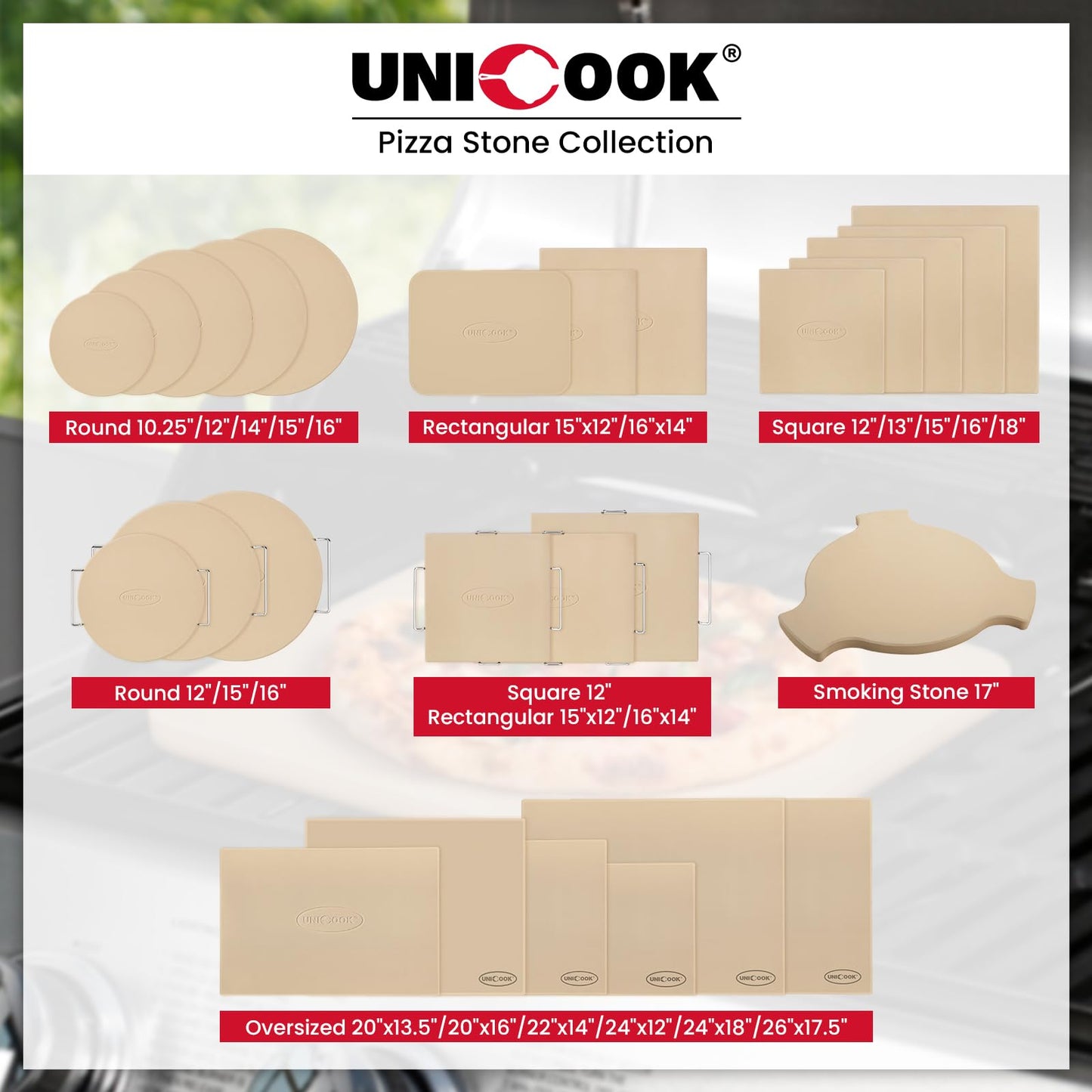 Unicook Pizza Stone for Oven and BBQ, 10.25 Inch Round Cordierite Baking Stone, Personal Sized Pizza Pan, Ideal for Baking Crisp Crust Bread, Cookies and More