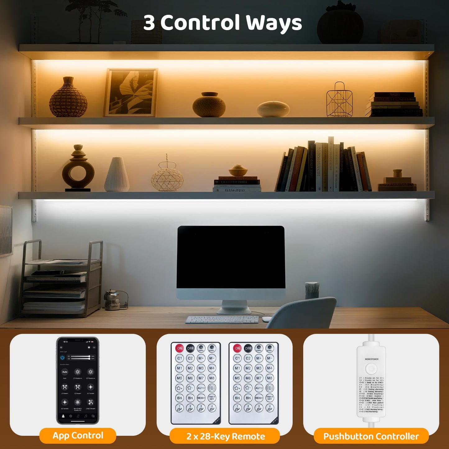 White COB LED Strip Lights 32.8Ft, 10M 2700K-6500K CCT White LED Light Strip with Remote & App, Music Sync 24V Dimmable White LED Tape Lights COB Strip for Under Cabinet Bedroom Kitchen DIY Lighting