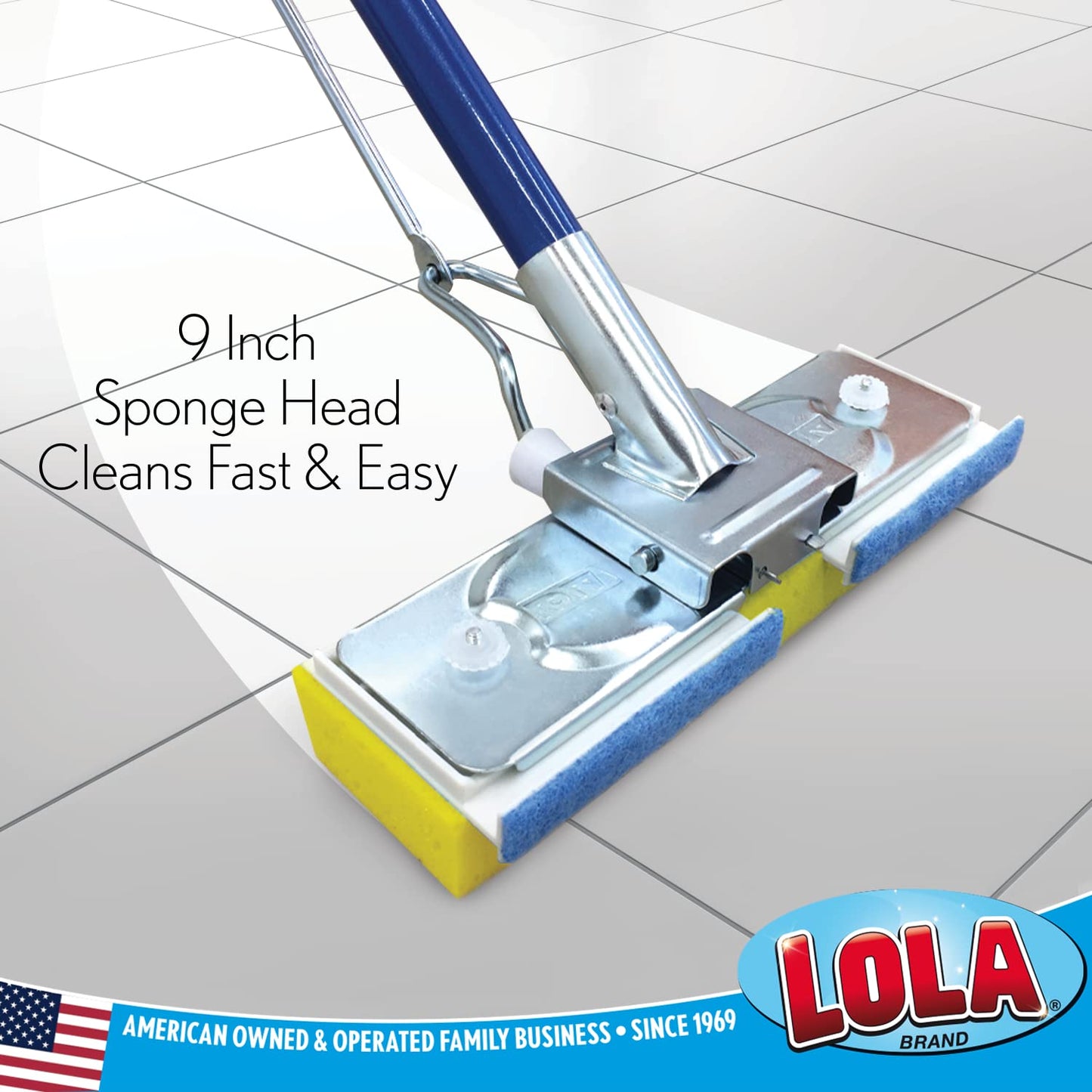 LOLA Products Squeeze Matic Easy Clean Butterfly Sponge Mop Head Refill, 9"" Wide Mop Head, Replacement Head for Floor Cleaning, Fits Most Automatic Squeeze Sponge Mops, 6 Pack, 2031-6