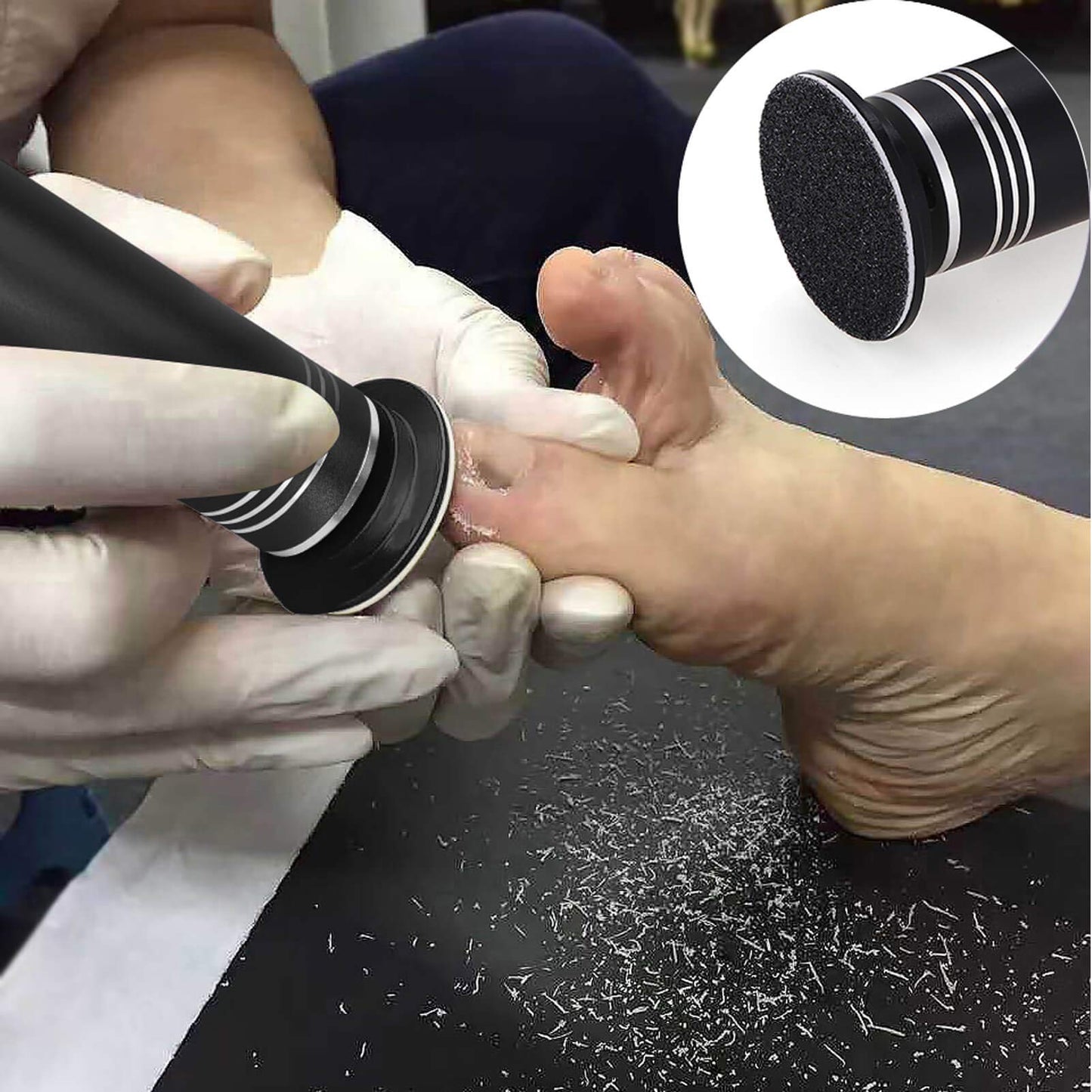 Upgraded Callus Remover Electric Foot File (Adjustable Speed) with Replacement Sandpaper Discs, Professional Pedicure Foot Sander for Dead Cracked Hard Skin Calluses (Black)