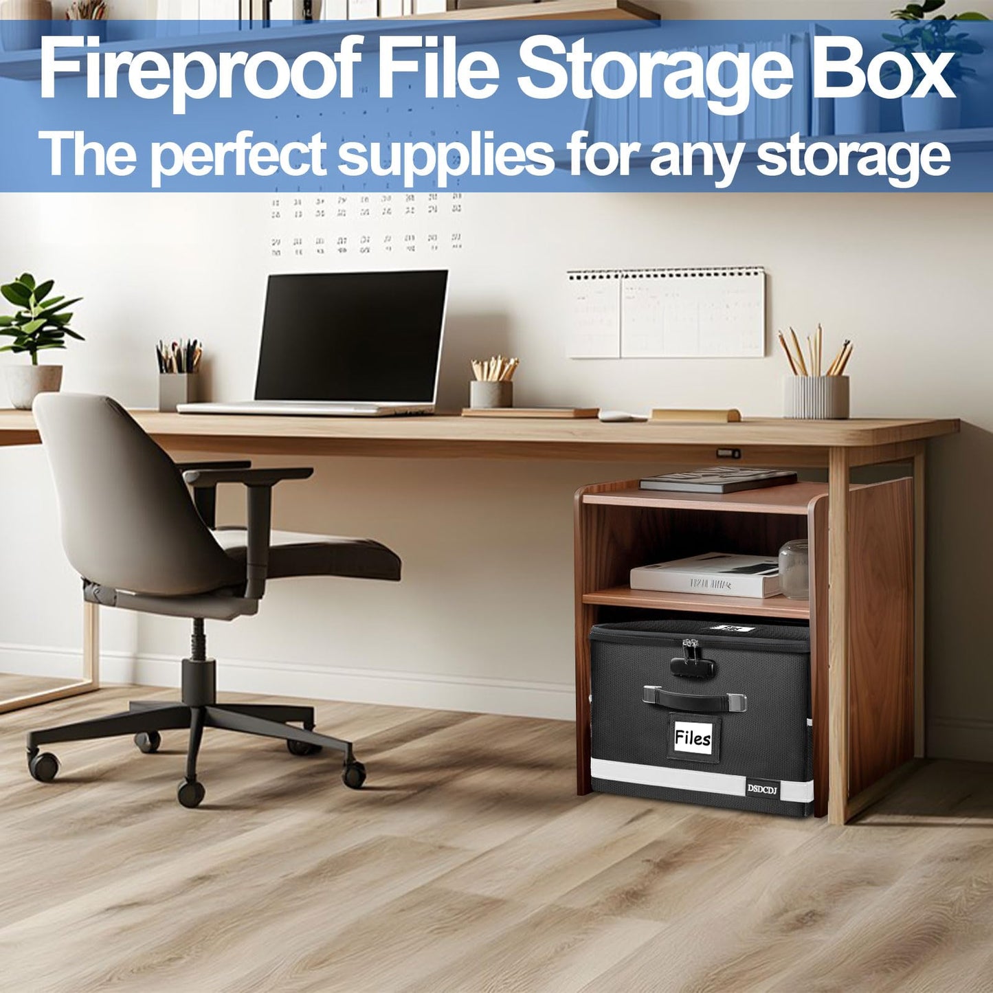 DSDCDJ Upgraded Fireproof File Box with Stay-Open Straps, Fireproof Document Box with Lock, Portable File Organizer Filing Cabinet with Handles for Hanging Letter/Legal Folder, 15.5" x 12.3" x 10.5"