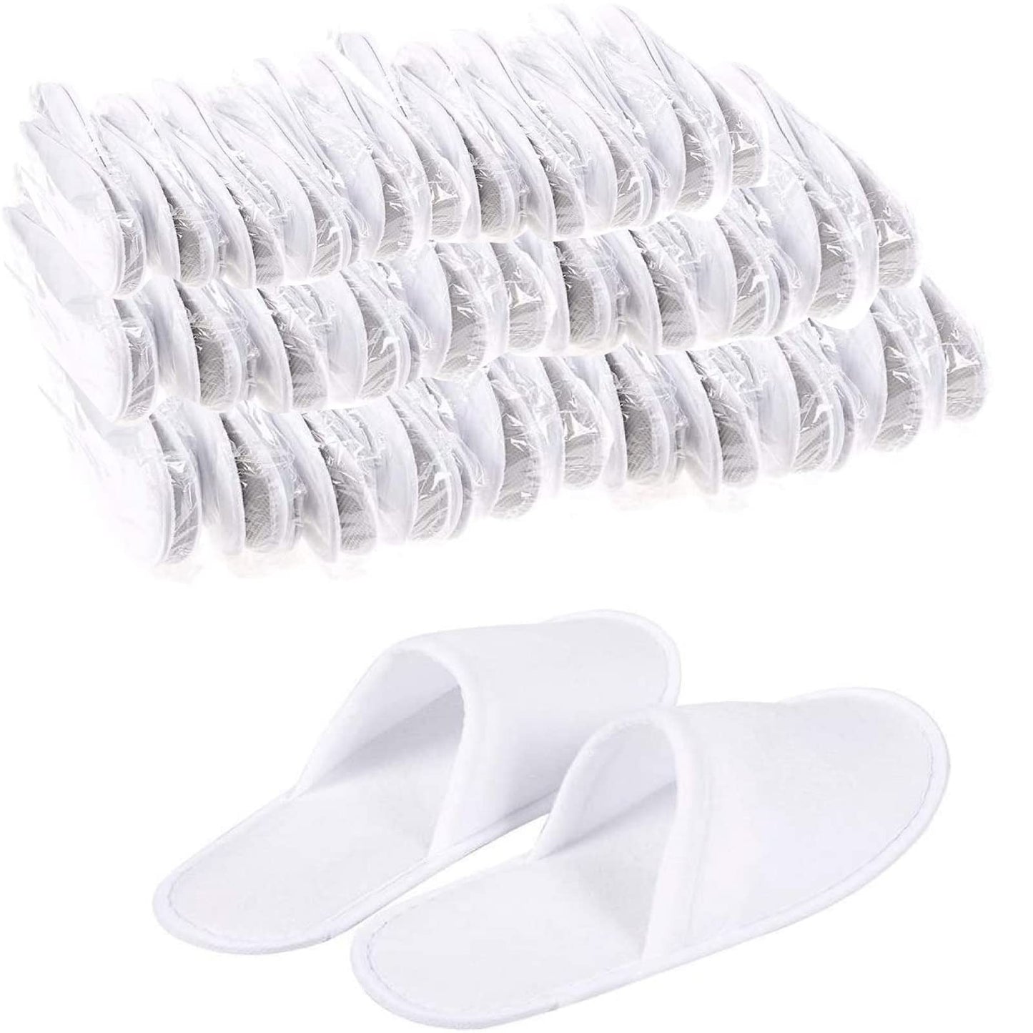 30 Pairs Disposable Spa Slippers Velvet Closed Toe Slippers for Hotel, Home, Guest Use, Fits up to US Men Size 10 and Women Size 11, White