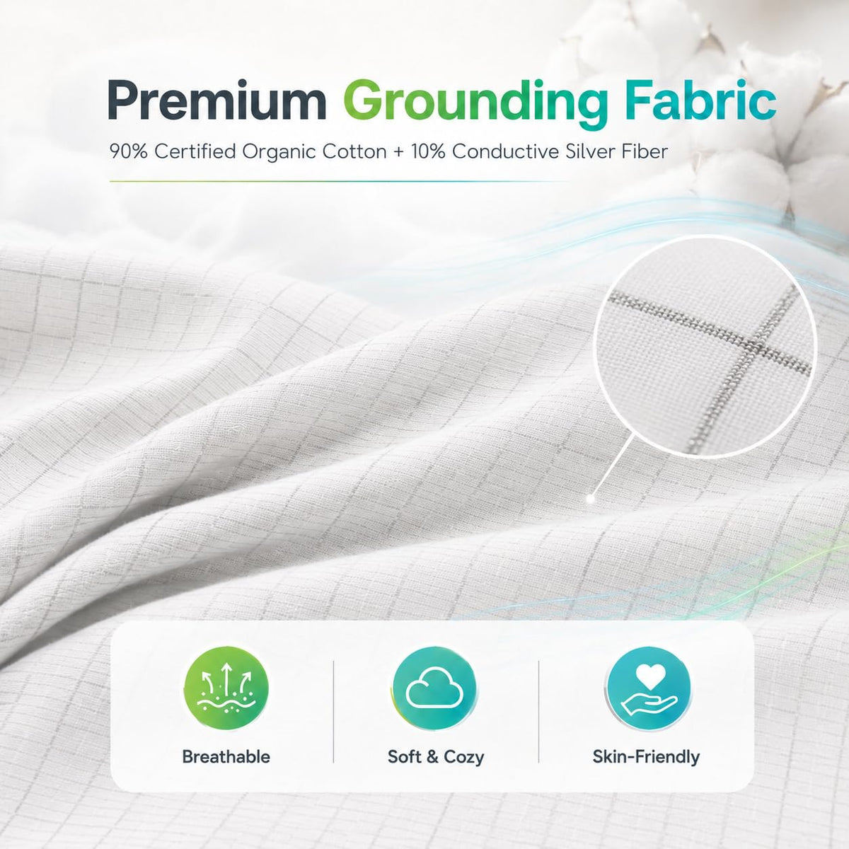 GRUENERDE Grounding Sheet Queen for Better Sleep (Beige 60x80in)