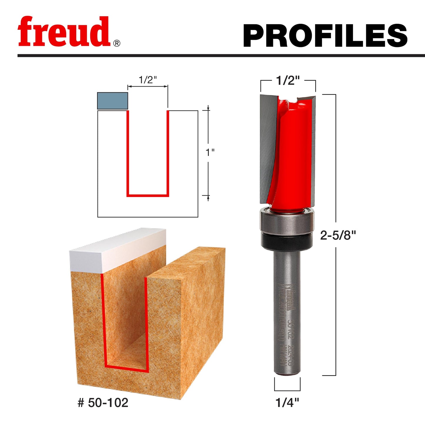 Freud 50-102 1/2-Inch Top Bearing Flush Trim Bit, One Size, Multi