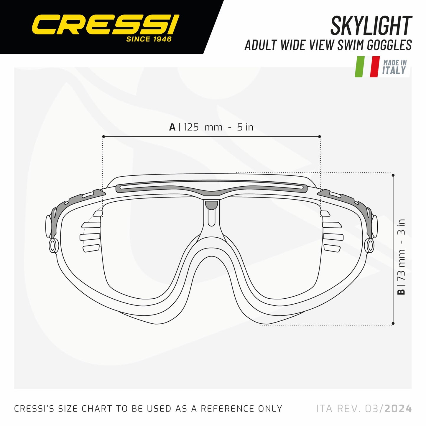 Cressi Skylight Swim Goggles, Clear/White/Black