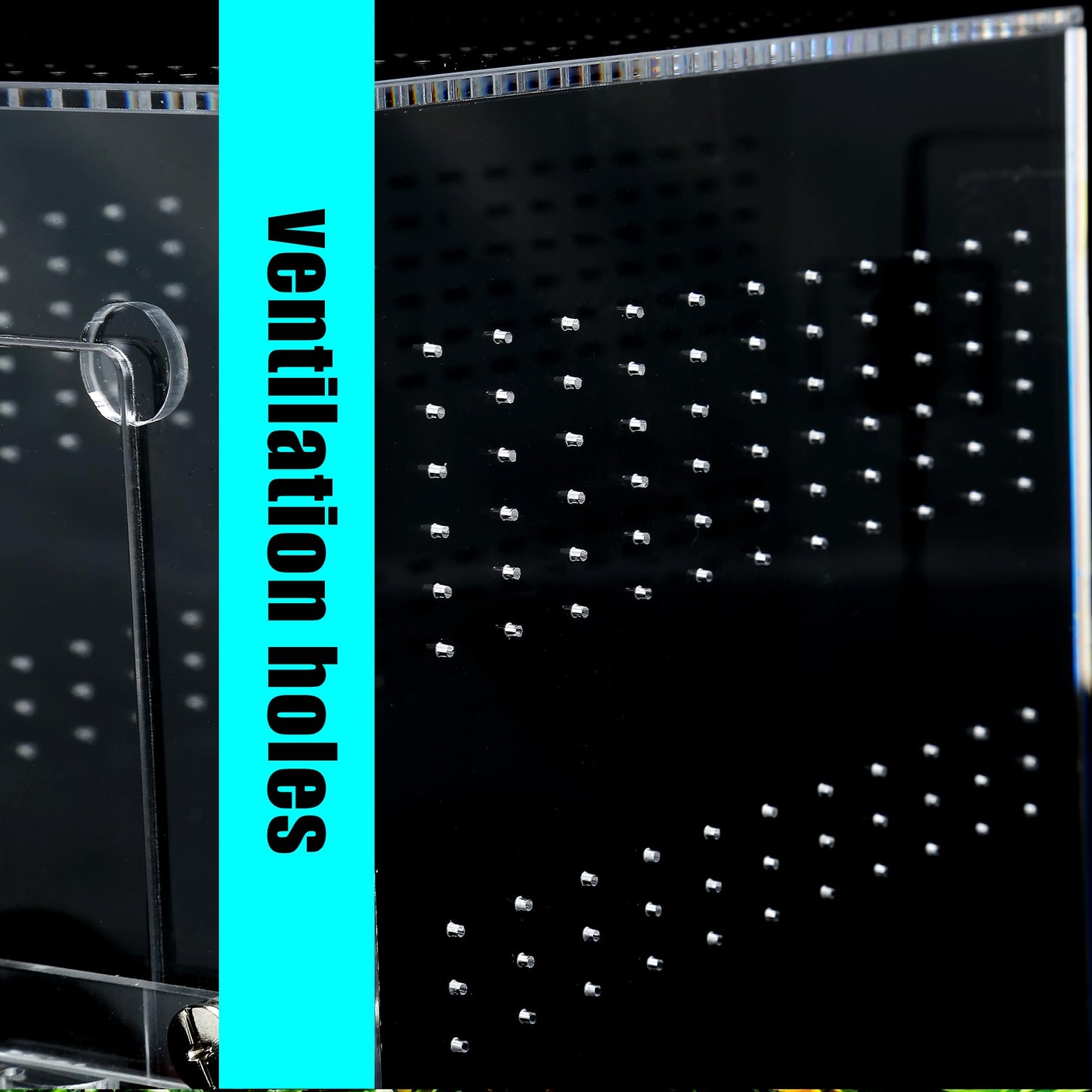 Acrylic Tarantula Enclosure Jumping Spider Enclosure with Front Opening Door 5.3 * 5.3 * 9 Inches Micro Habitat Terrarium for Small Tree Dwelling Reptiles, Spiders & Invertebrates (Enclosure&Feeder)