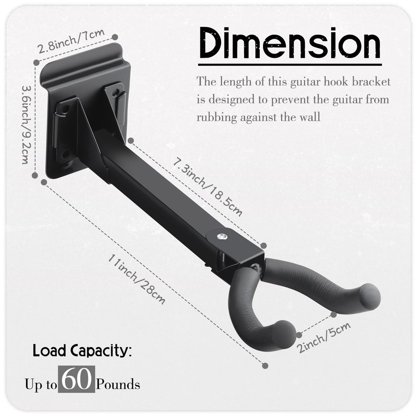 Therwen 6 Pcs Guitar Hanger Wall Mount Guitar Hangers Hooks Holders with Slat Adapter 180° Adjustable Black Guitar Hook Stand Guitar Wall Mount for Acoustic Electric Bass Guitar