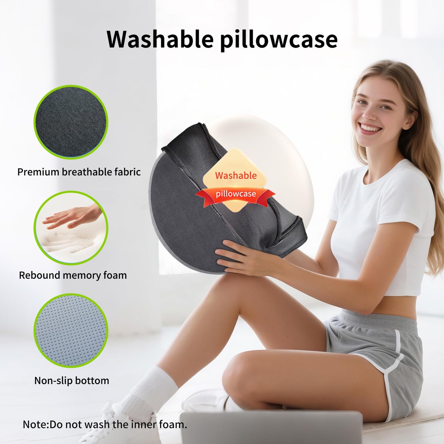 Auoketuo Memory Foam Donut Seat Cushion, Orthopedic Pillow for Hemorrhoid & Tailbone Pain Relief, Sciatica, Pregnancy, Postpartum, Bed Sores & Surgery Recovery (Grey)