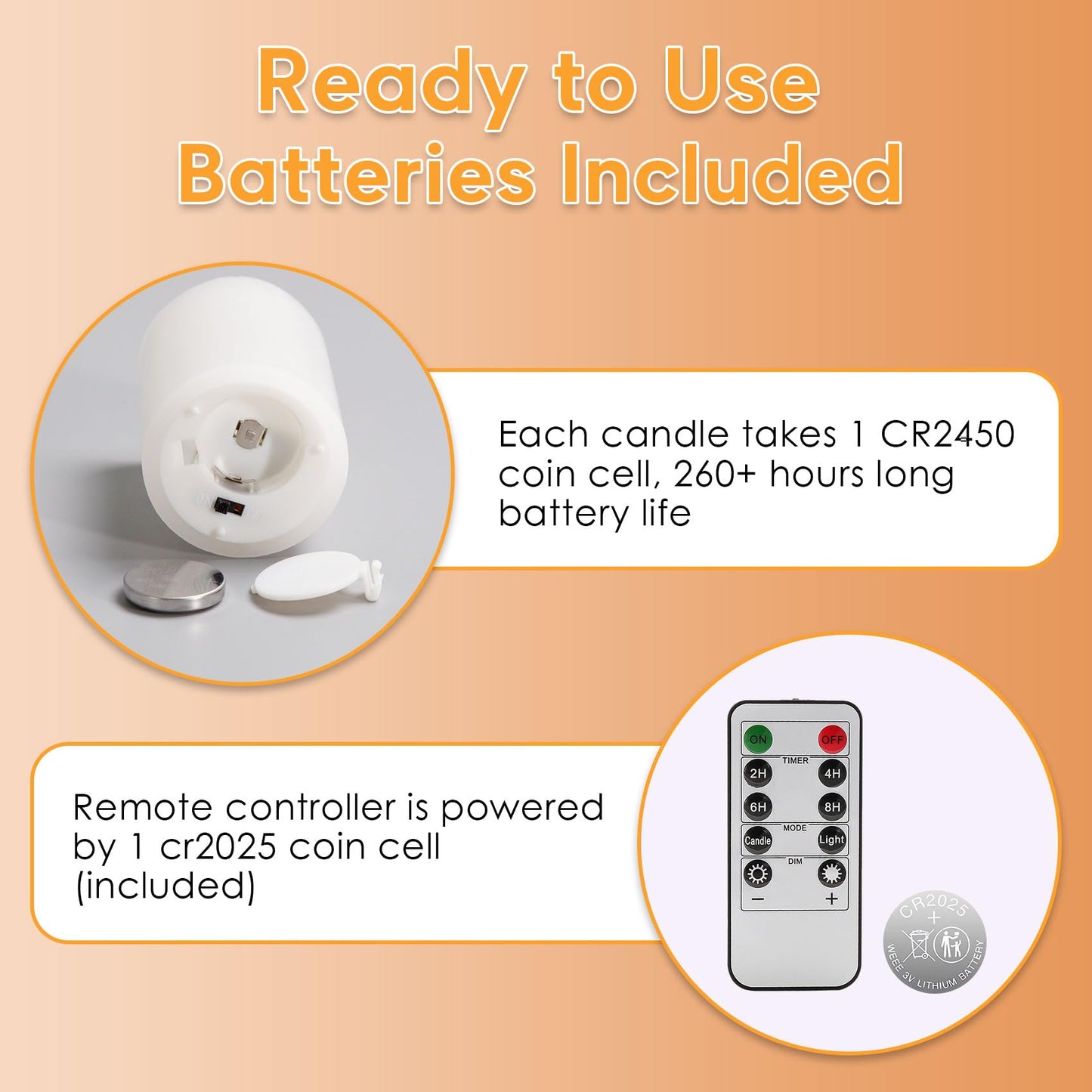 Eywamage White Flameless Votive Candles with Remote Batteries, Small Halloween LED Pillar Candles Flickering Set of 6