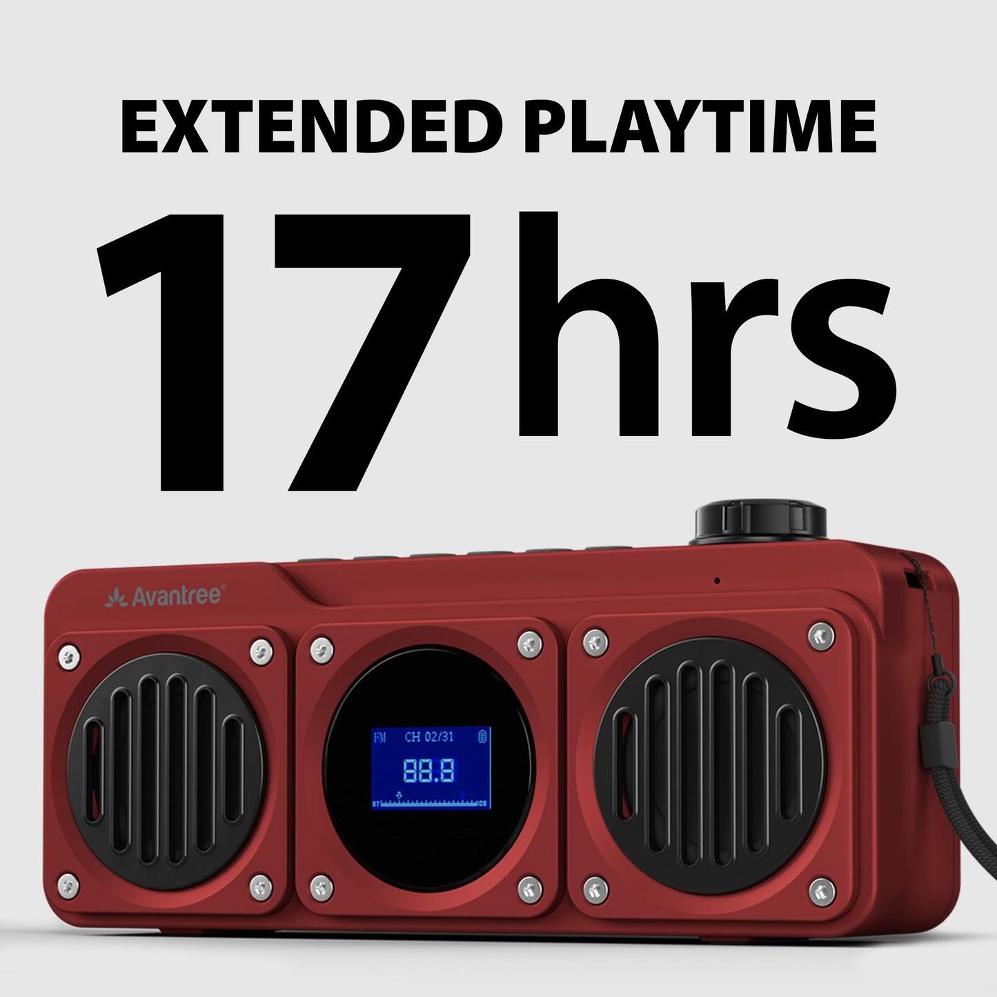 Avantree Boombyte - Portable Digital FM Radio & Bluetooth Speaker with Superb Stereo Sound, Metal Finish, Long Rechargeable Playtime, and Support for Micro SD Card & USB Audio Input
