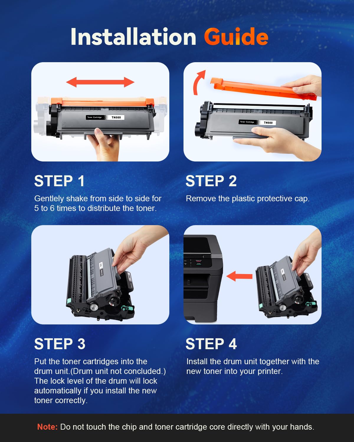 (4-Black) TN660 Toner Cartridge Replacement for TN660 TN630 TN-660 TN-630 Work with DCP-L2520DW DCP-L2540DW HL-L2320D HL-L2360DW HL-L2380DW MFC-L2700DW MFC-L2720DW Printer Toner