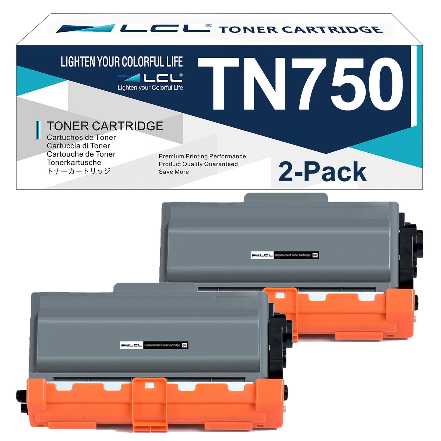 LCL TN750 Black Toner Cartridge Replacement for Brother TN-750 TN-720 TN720 for HL-5450DN HL-5470DW HL-6180DW MFC-8710DW MFC-8910DW MFC-8950DW DCP-8110DN DCP-8150DN(2-Pack)