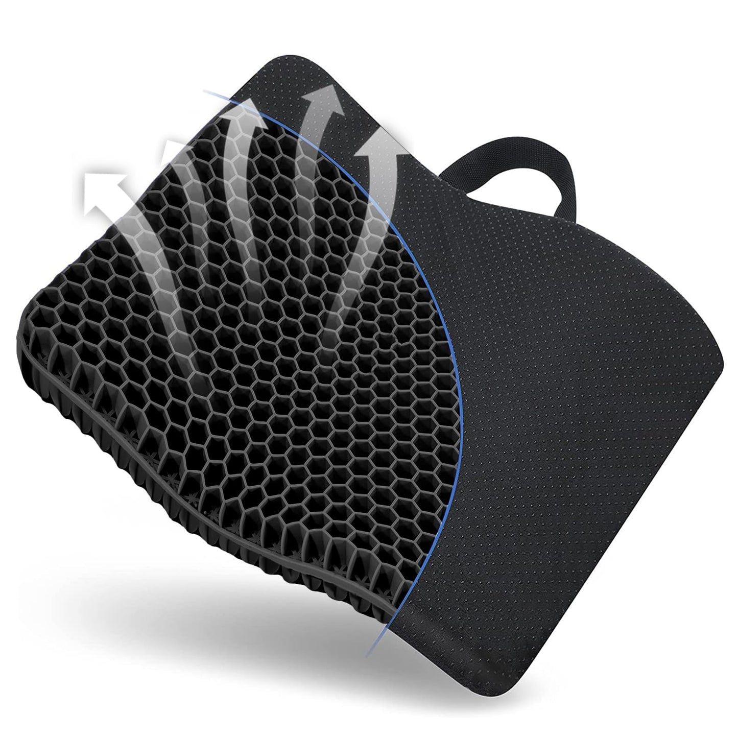 Gel Seat Cushion -for Long Sitting, Double Layer Breathable Honeycomb Chair Cushion with Non-Slip Cover for Ergonomic Support Pressure Cushion, for Office Chair, Cars, Long Trips，Durable,Portable