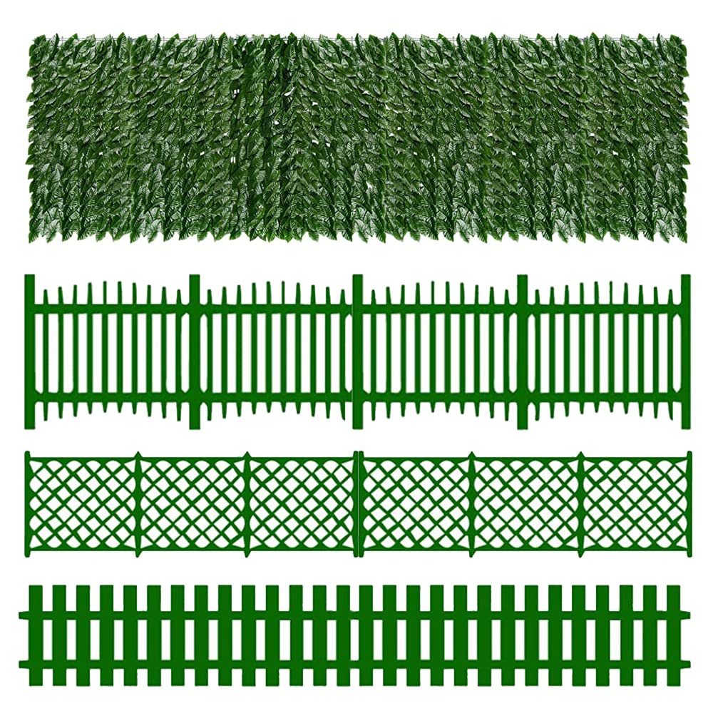 1x6m (39.3"X236.2") Artificial Ivy Hedges Patio Privacy Screen Green Leaf Trellis Faux Hedge Fence Plant Wall Fake Grass for Outdoor Garden Indoor Balcony Decor (Green watermelon leaves, 1 * 6M)