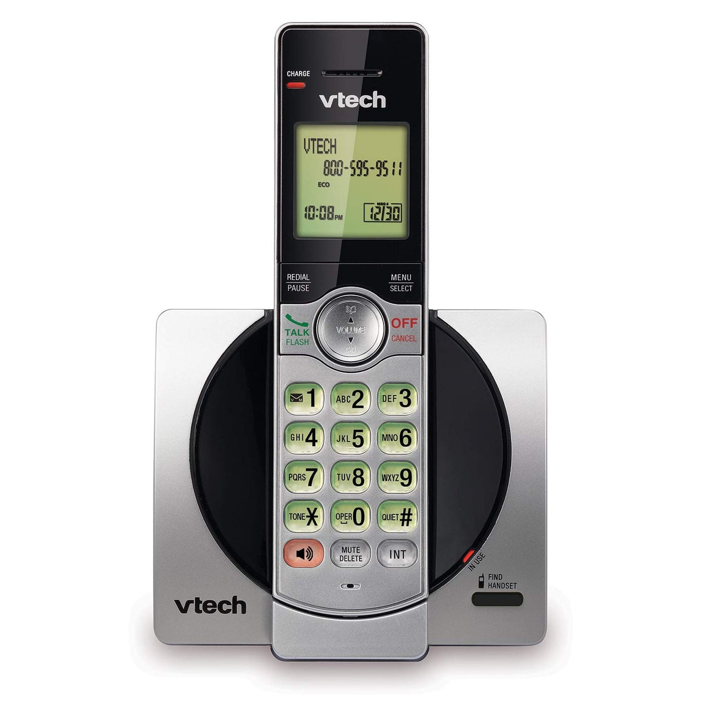 VTech DECT 6.0 Three Handset Cordless Phone with CID, Backlit Keypads and Screens, Full Duplex Handset Speakerphones, Call Block, (Not Answering Machine Version) Silver/Black