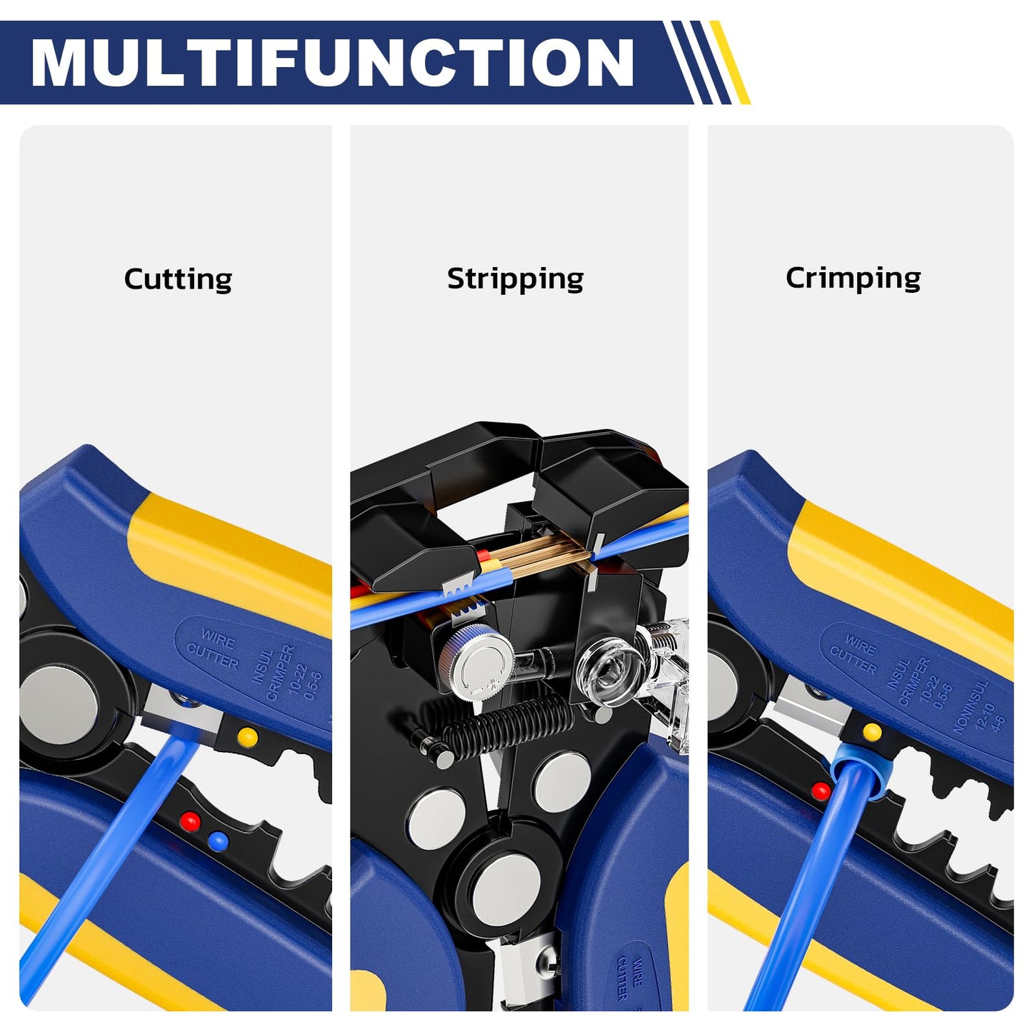 haisstronica Wire Stripper Kit - 201PCS Set - Automatic Wire Stripping Tool for AWG 24-10 Cables with Insulated Terminals, Self Adjusting Universal Wire strippers and Crimpers for Electrical Work
