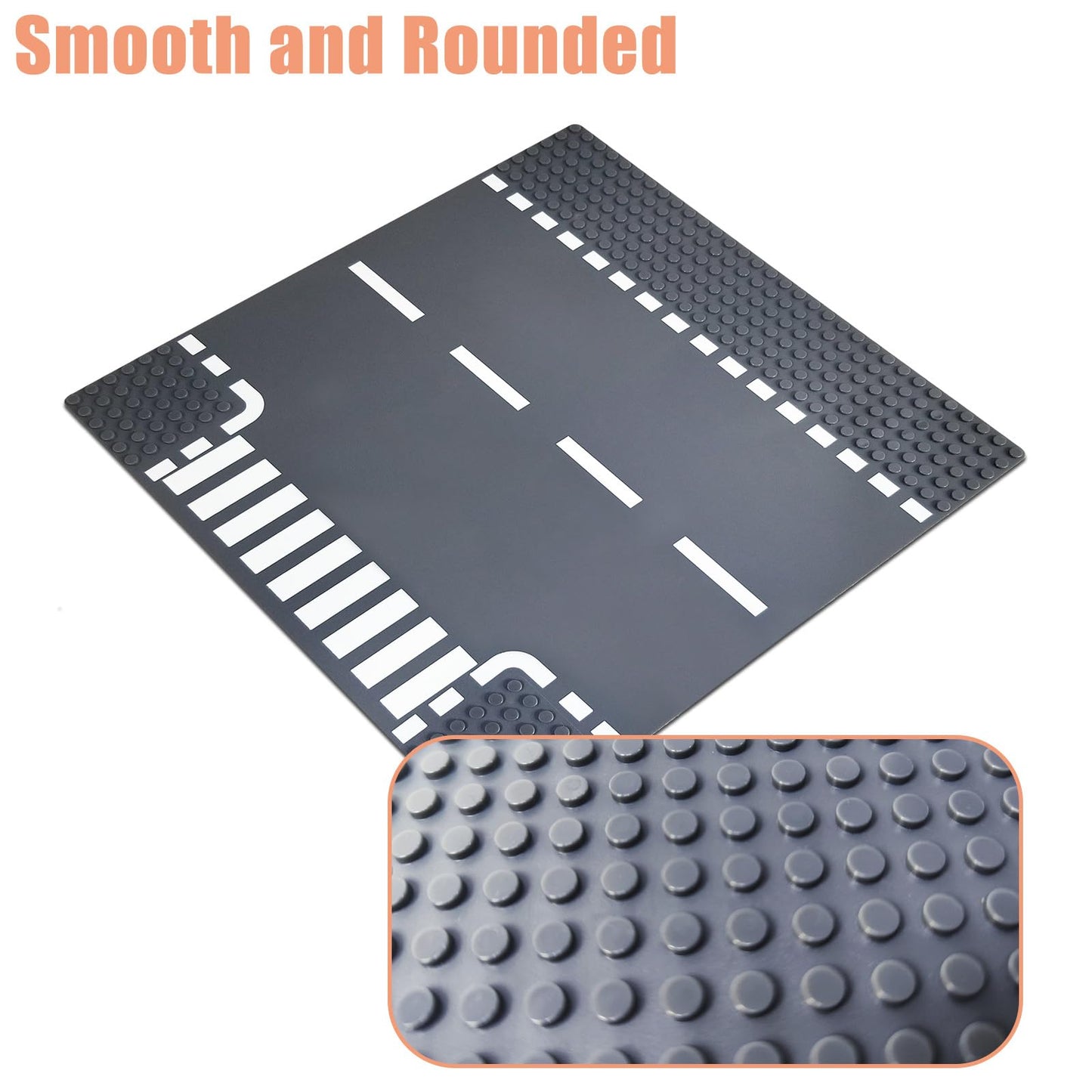 Pack of 12 Street Base Plates, City Street Building Base Plate Toy Compatible with All Major Brands, for Age 3 and Up, 10 x 10 Inches (Grey)