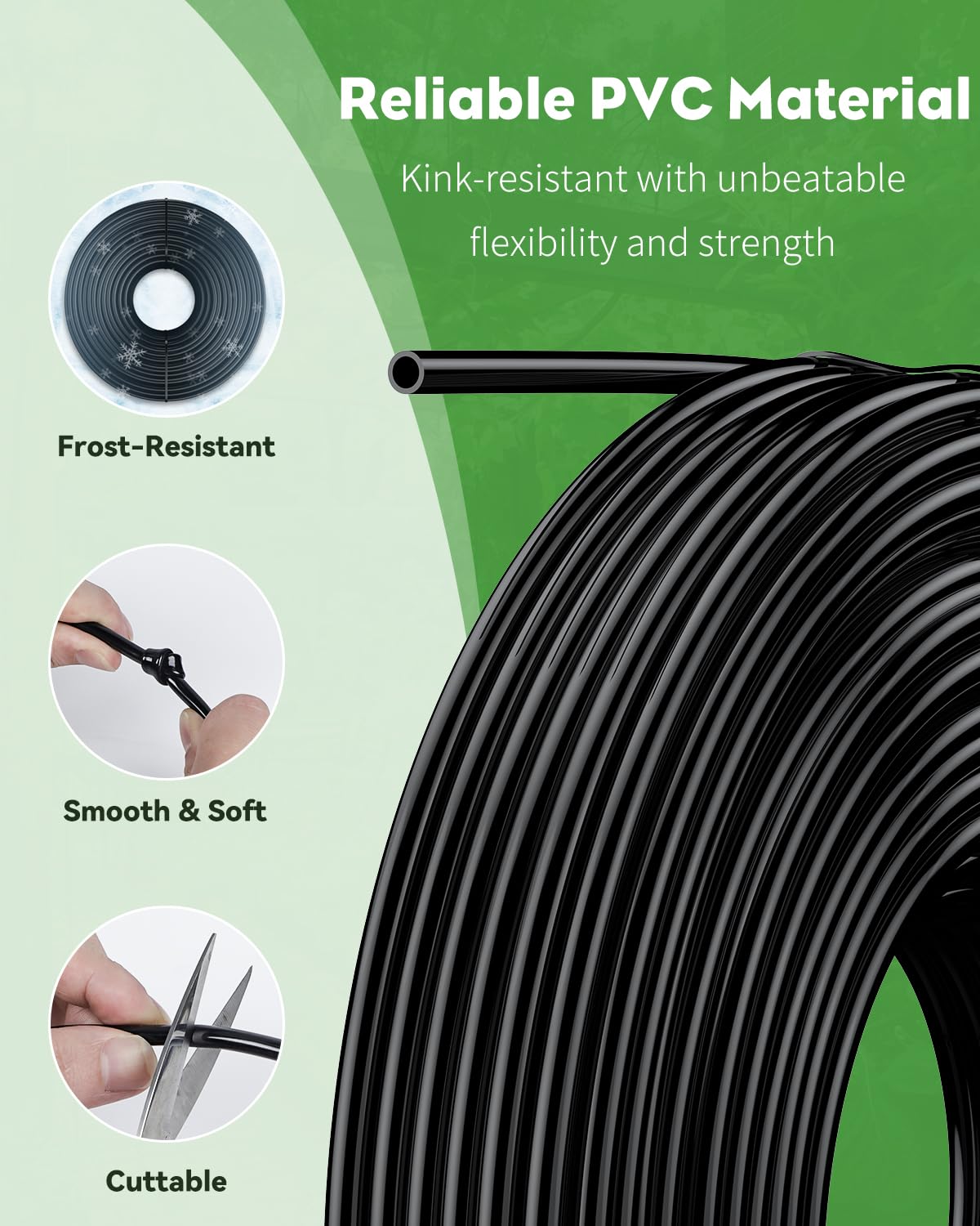 Pawfly 200 ft. 1/4 Inch Black PVC Drip Line, Drip Irrigation Hose Roll for Garden Watering, Drip Irrigation Part Drip Irrigation Tubing, Blank Distribution Tubing for Drip Irrigation System