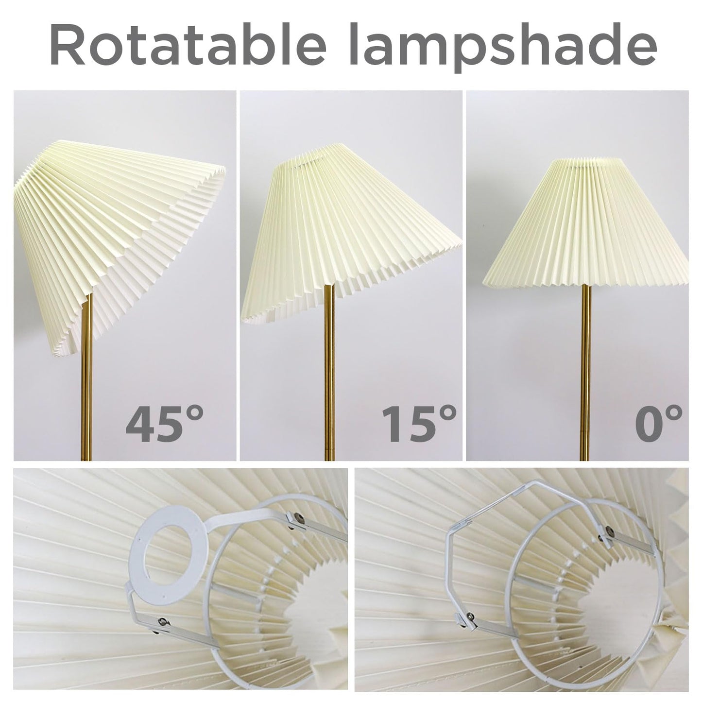 KUNJOULAM Modern Pleated Floor Lamp, Black Pole Floor Lamps, Simple Design Tall Lamp with Adjustable Beige Lampshade, Standing Lamp for Living Room, Bedroom, Office, Home