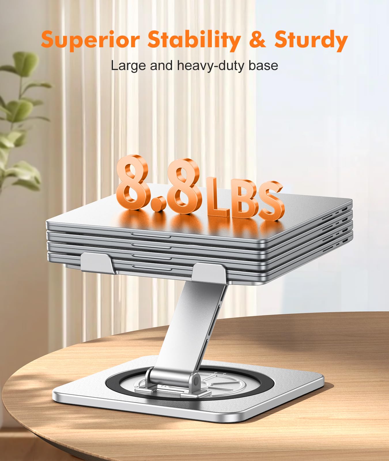 Zewwen Laptop Stand for Desk, Ergonomic Adjustable Foldable Computer Stand with Heat-Vent, Aluminium Alloy Laptop Riser Compatible with MacBook Air, Pro, Dell XPS, Samsung, 10”-16"