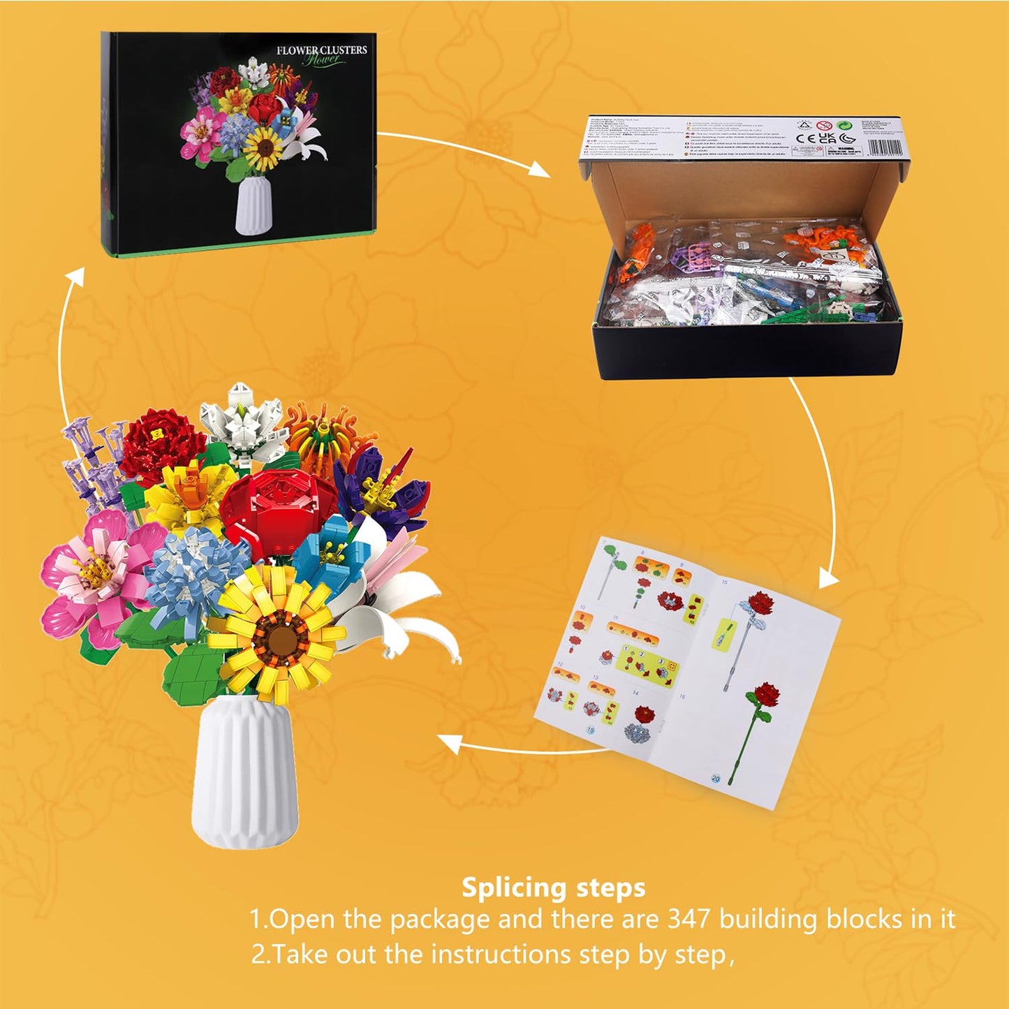 SIENON Flower Bouquet Building Set-1009 PCS 12 Kinds of Flowers Botanical Collection, Building Blocks Flower Brick Toys Creative Project for Home Room Décor Valentines’ Day Christmas Birthday