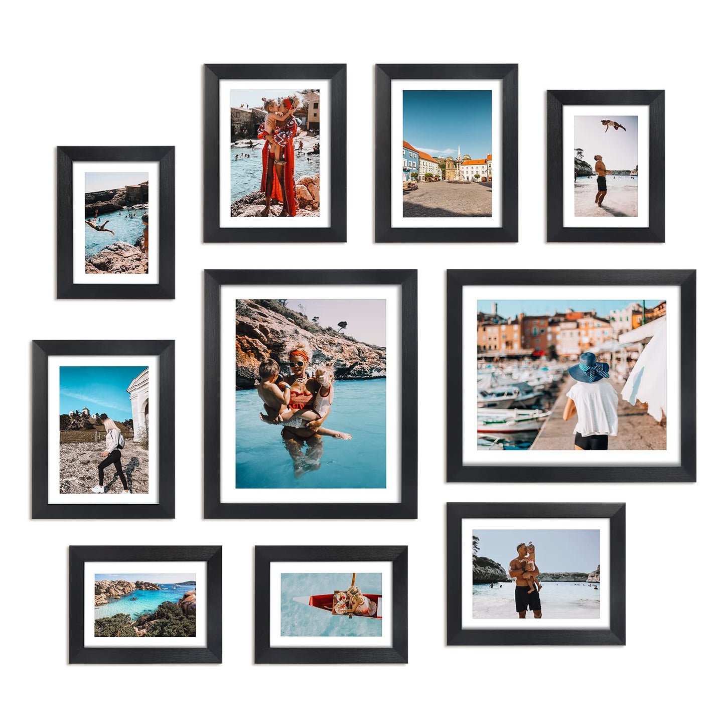 Giftgarden Multi Picture Frames Set, Black Photo Frame for Multiple Photos, Matted, 10 Pcs, Two 8x10, Four 4x6, Four 5x7