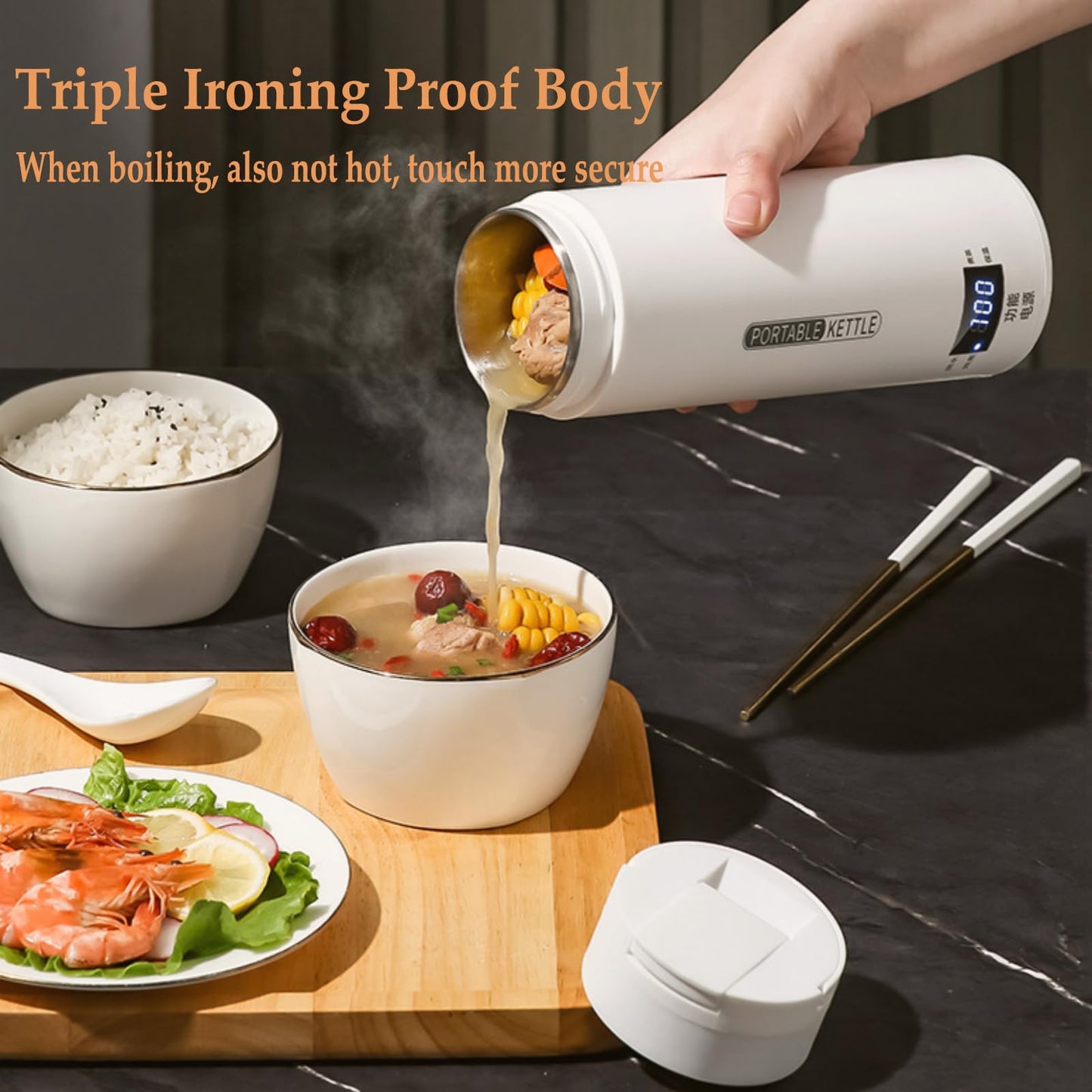 Portable Electric Kettle, 450ml Travel Kettle, Mini Tea Kettle Electric Water with Display 4 Temperature Control, Leak-Proof, Quick Boil, Stainless Steel, Auto Shut-Off, Keep Warm