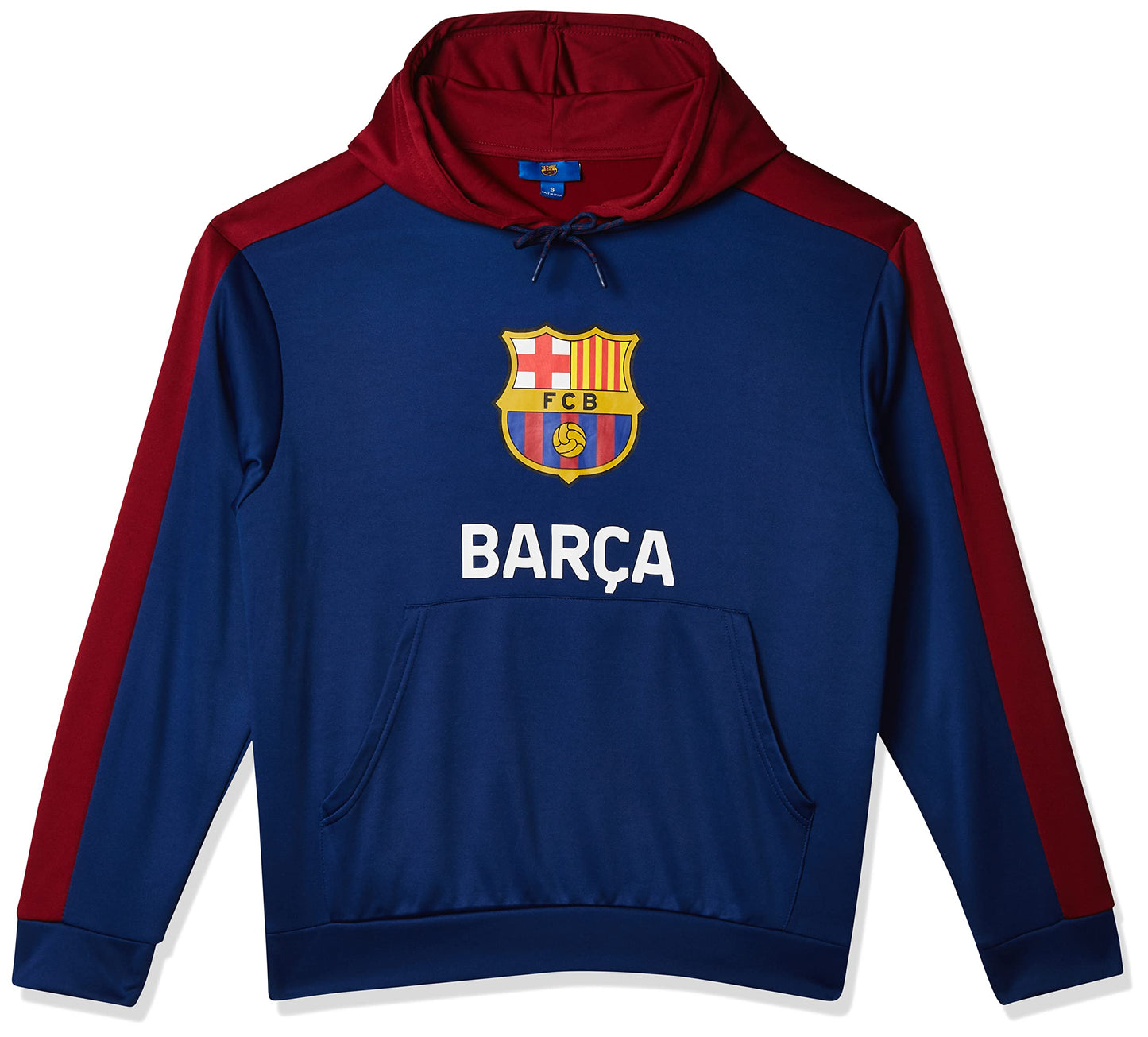 Icon Sports FC Barcelona Officially Licensed Barça Adult Men's Pullover Hooded Sweatshirt Navy