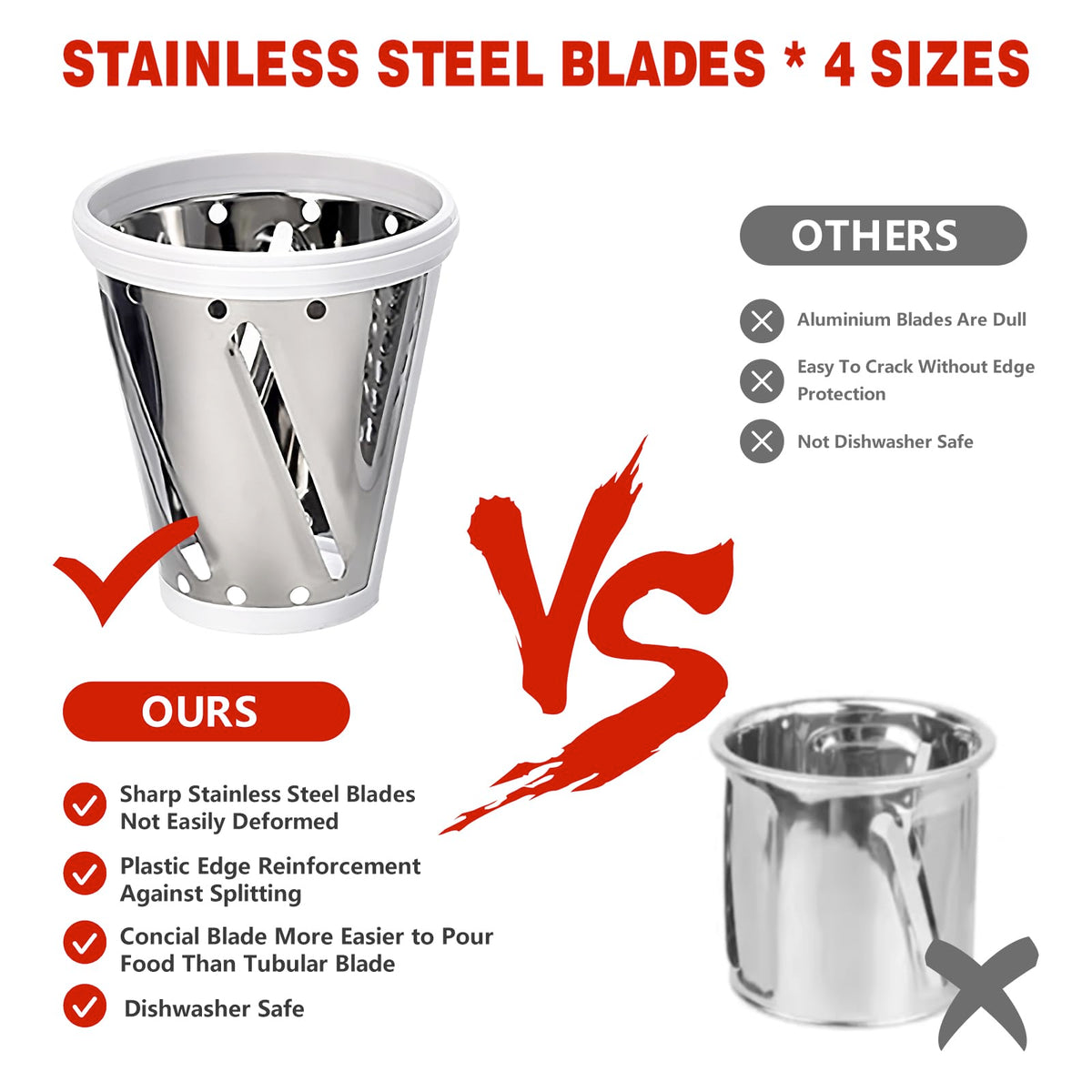Upgraded Slicer/Shredder Attachments for All KitchenAid Stand Mixers, Food Slicers Cheese Grater Attachment, Salad Maker Accessory Vegetable Chopper with 4 Blades - Dishwasher Safe