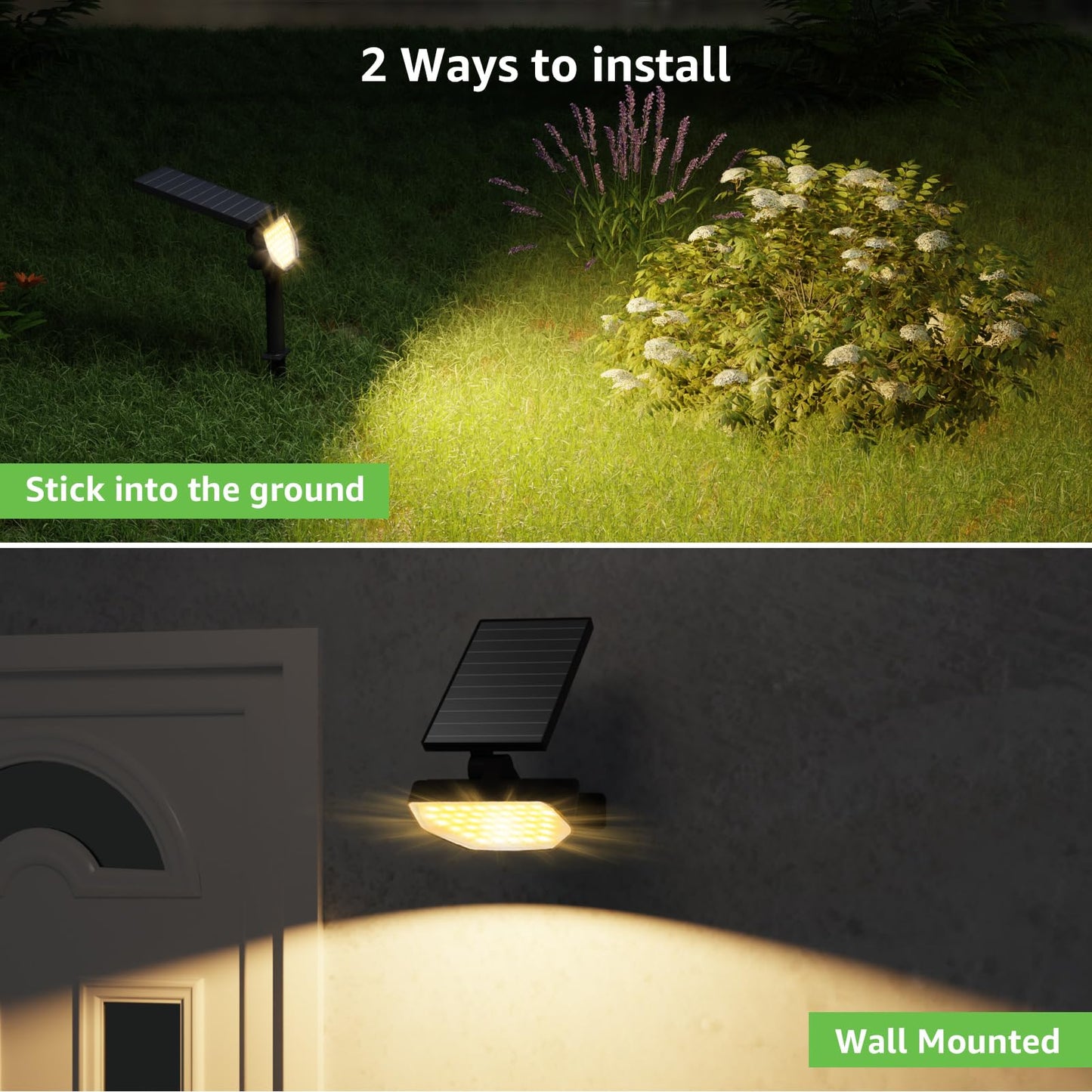Lepro Solar Spotlights Outdoor 4-Pack, 43 LEDs Outdoor Solar Lights 3000K Warm White, IP65 Waterproof, Dusk-to-Dawn, Auto On/Off Solar Garden Lights, for Outside Yard Porch Pathway Driveway