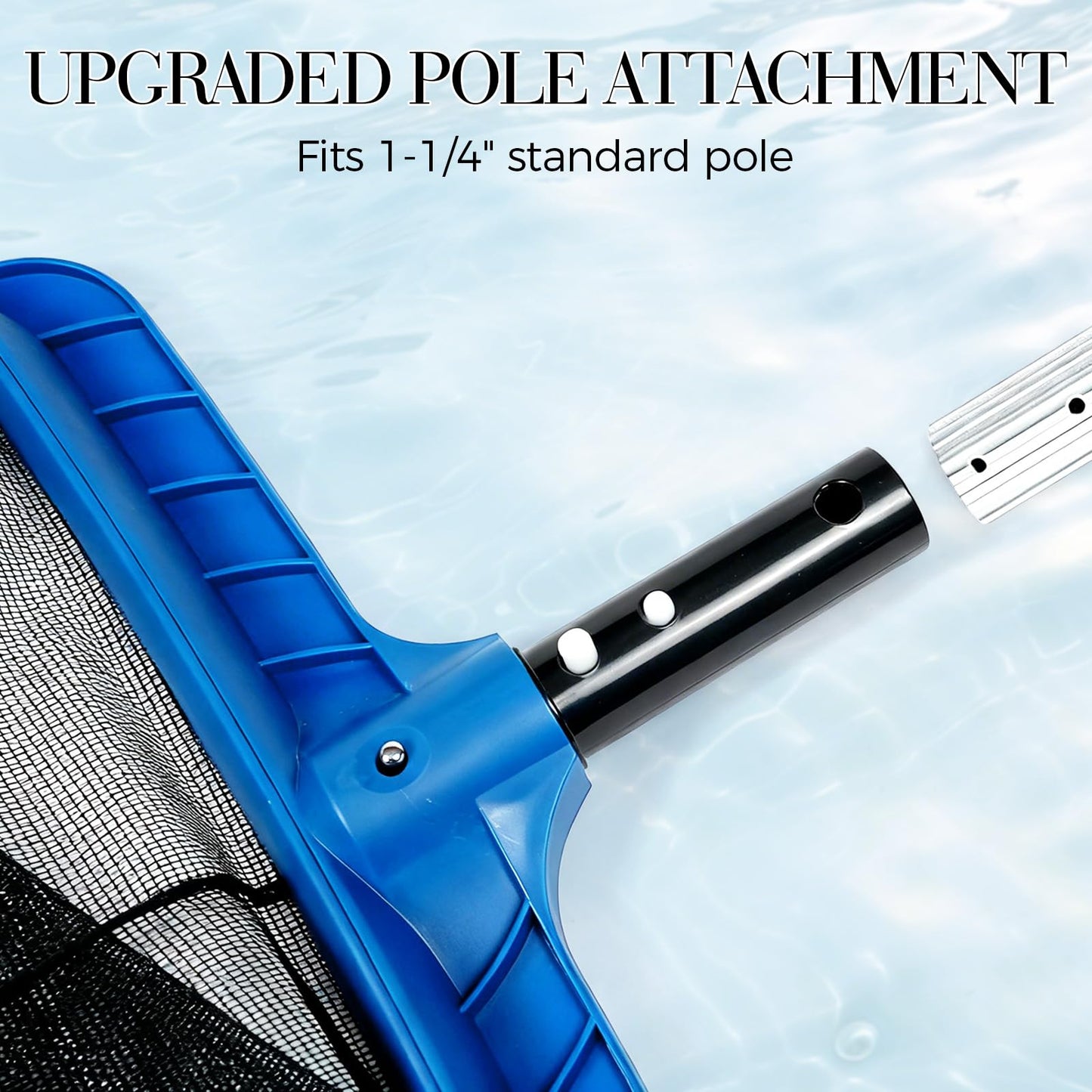 2 in 1 Cleaning Kit – 43cm Pool Skimmer Net with Deep Bag & 41cm Pool Brush Head for Cleaning, Heavy Duty Leaf Rake Skimmer Net for Removing Leaves & Debris, Fits Standard Pool Pole