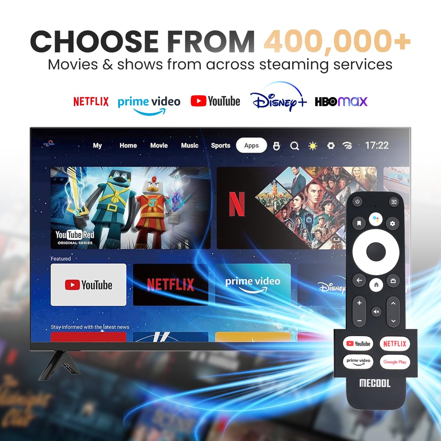 Android 11.0 TV Box, MECOOL KM2 Plus 2GB 16GB Smart TV Box with Netflix Certified, Google Assistant Dolby Atmos, TV Box 4K Support AV1, 2.4G/5G, Ethernet, WiFi 5, BT 5.0 with Amlogic S905X4
