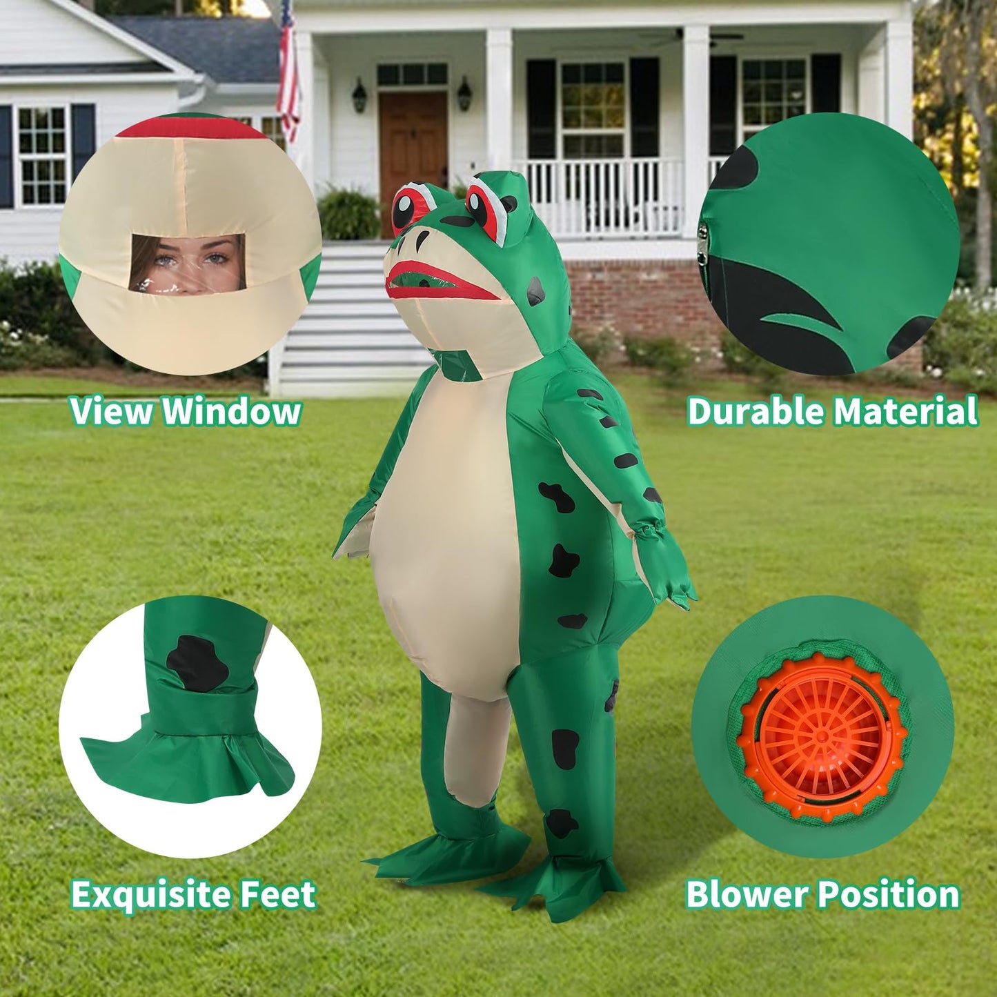 Inflatable Costumes for Kids Inflatable Frog Costume Teen Halloween Cosplay Party Polyester Blow Up Costumes