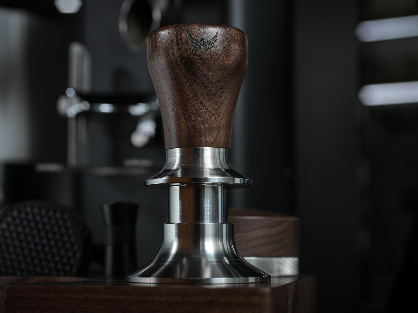 KNODOS 54mm Tamper for Breville Machines Calibrated Tamper Tool Espresso Walnut, Auto-Leveling and 30lb Spring Loaded Design Coffee Tamper with Stainless Steel Ripple Base