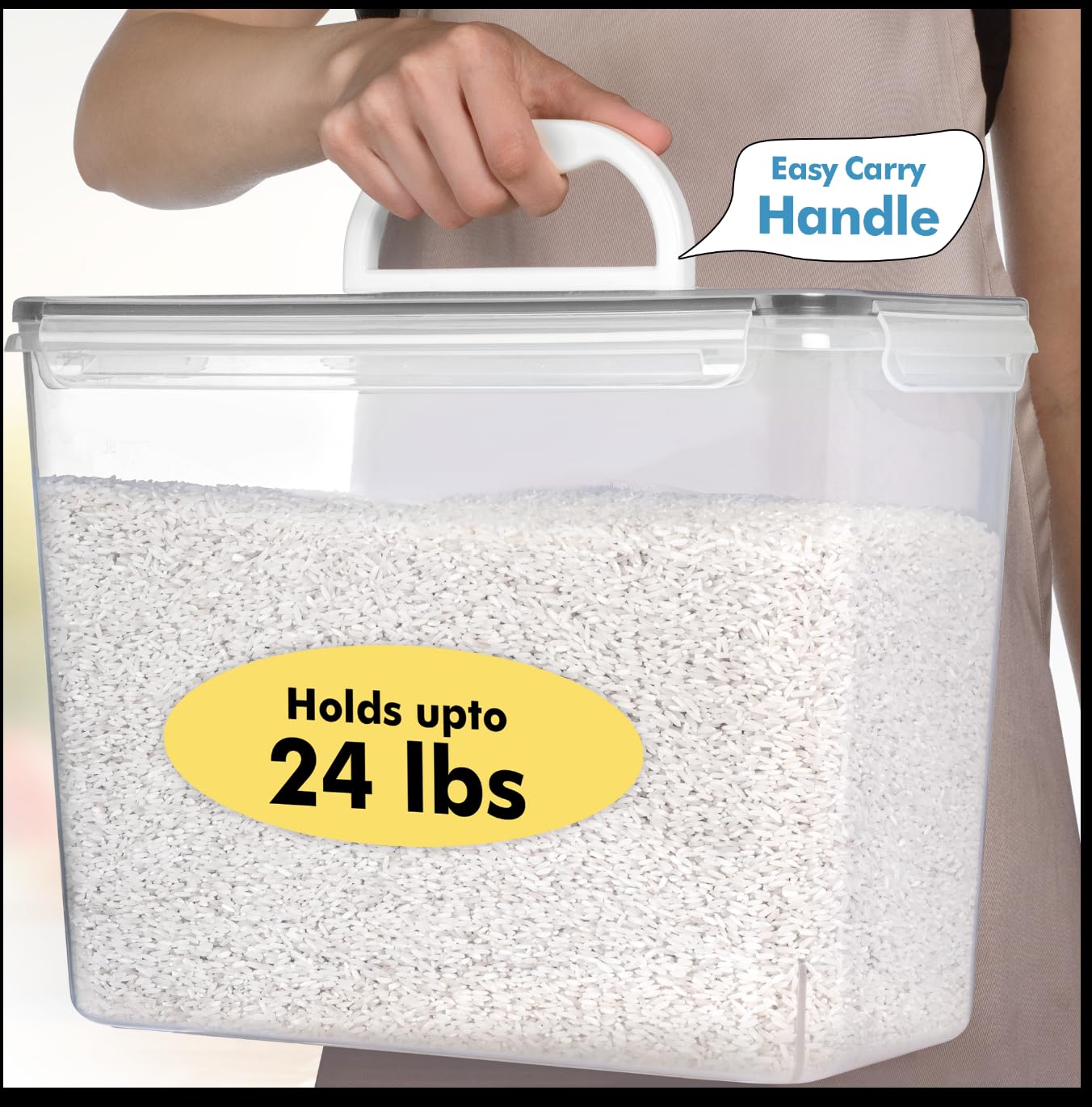 Shazo 2 PC (11L | 372 oz) Flour Sugar Storage Containers with Easy Carry Handle - Plastic Extra Large Food Storage Containers with Lids, BPA Free Airtight Kitchen Canister Set for Rice, Cereal & Pasta