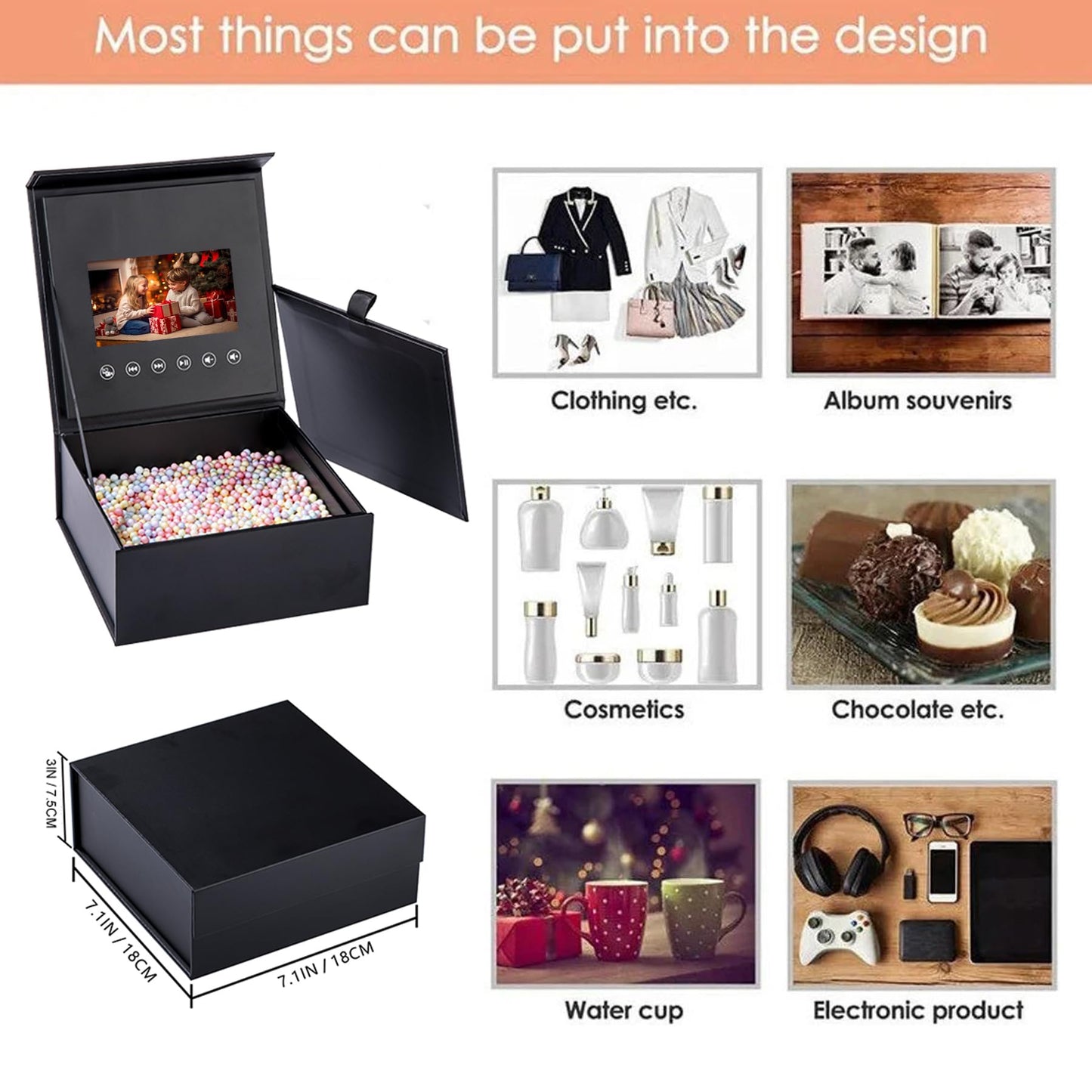 Wedding & Birthday Video Gift Box – 5-Inch IPS Screen, 4GB, Type-C – Custom Magnetic Closure for Personalized Greetings