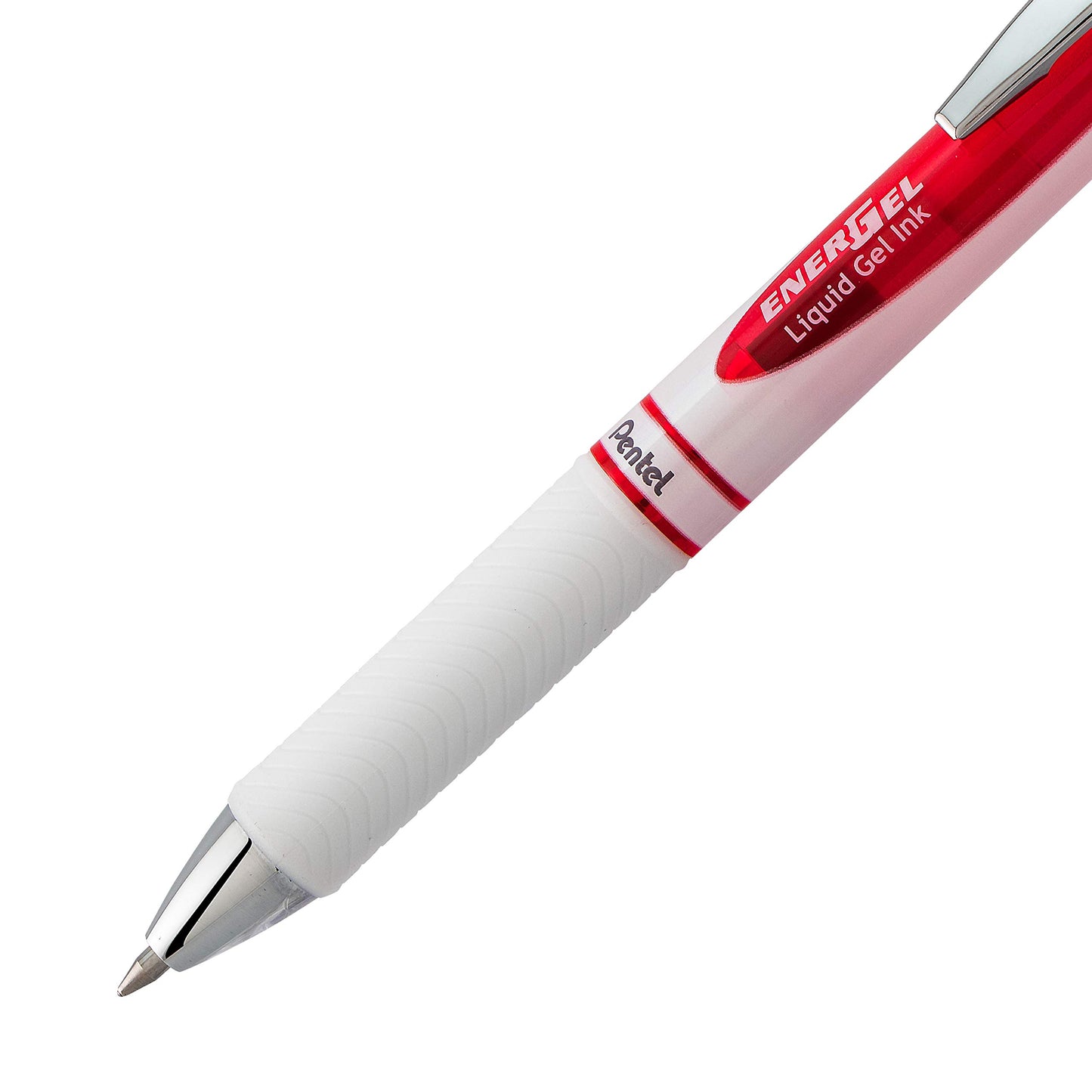Pentel EnerGel RTX Pearl Retractable Liquid Gel Pen Metal Tip, 12 Pack, 0.7mm, Medium Line, Red Ink (BL77PW-B)